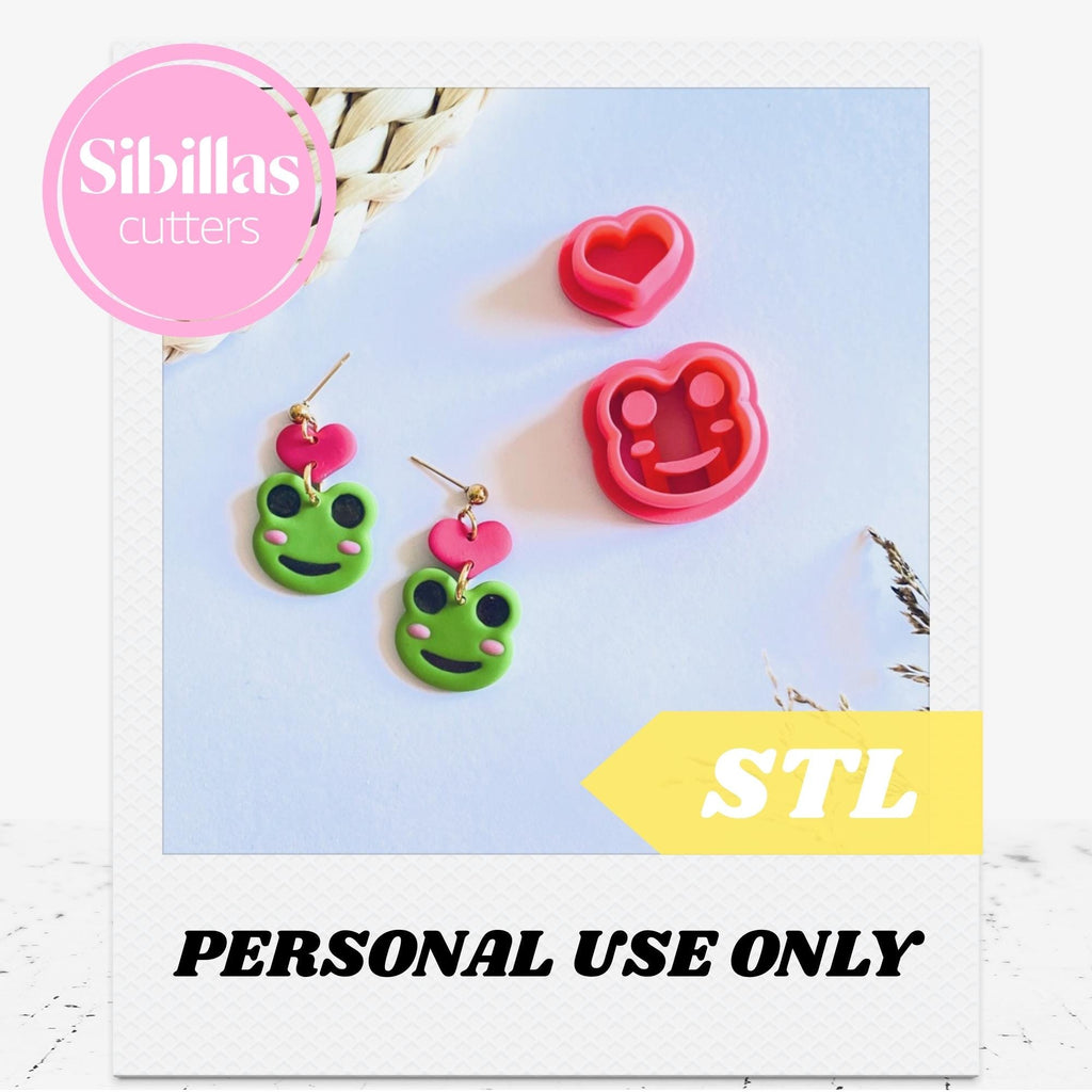 Frog clay earing cutter STL, Mystical clay stamp for jewelry