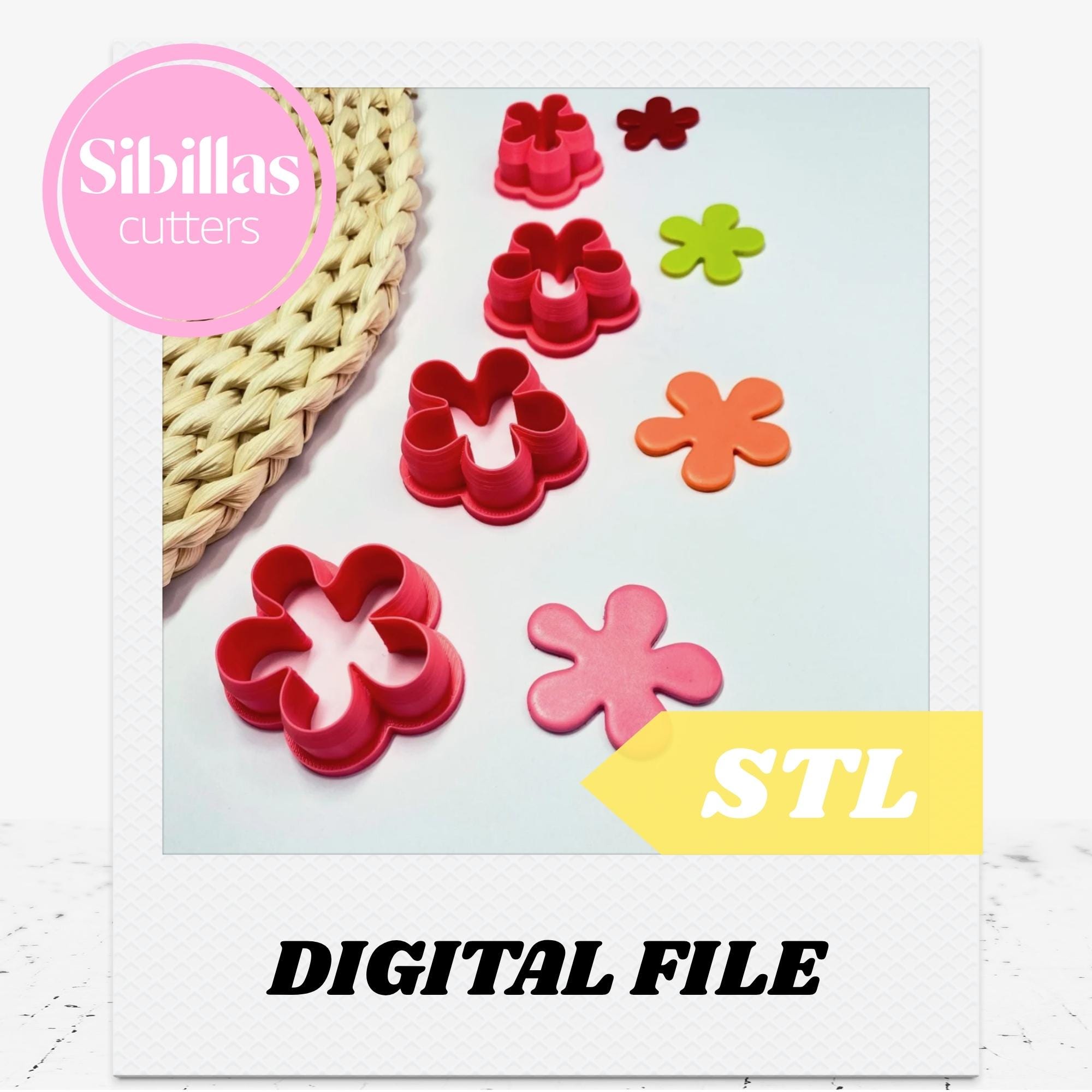 Floral Polymer Clay Cutter STL: Vintage flower cutter with sharp tapered edges