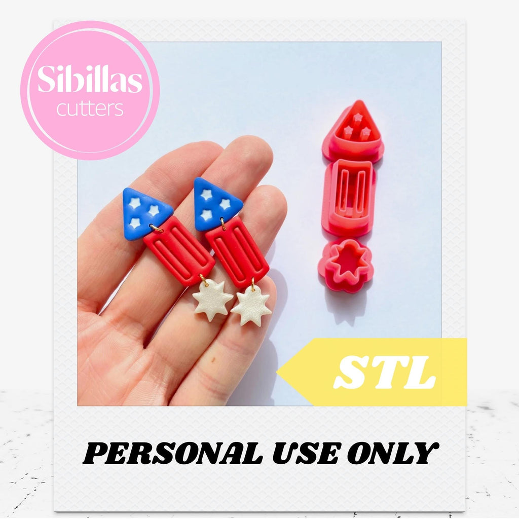 4th of July Cutter STL, Firecracker Polymer Clay Earrings Tool (Digital Download)