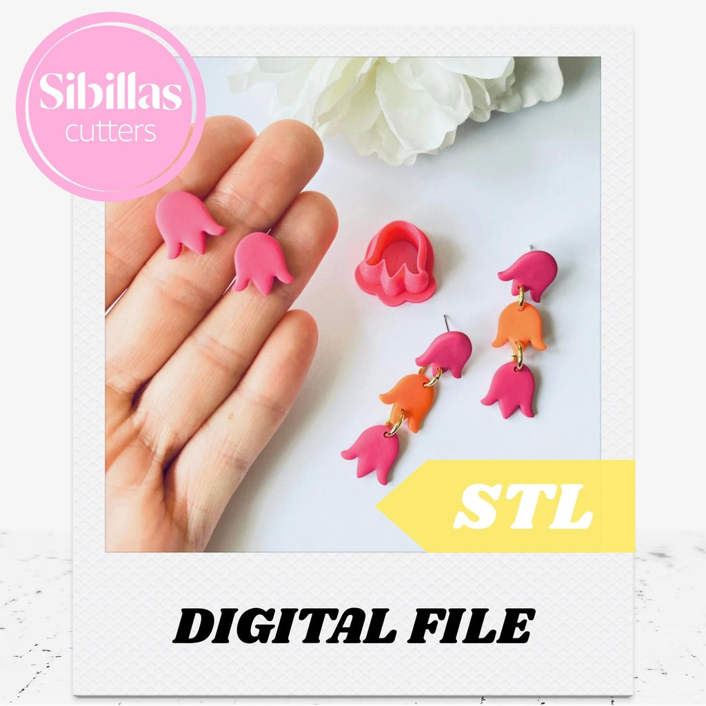 Tulip Clay Cutter STL: Floral cutter for make clay studs (Digital Download)