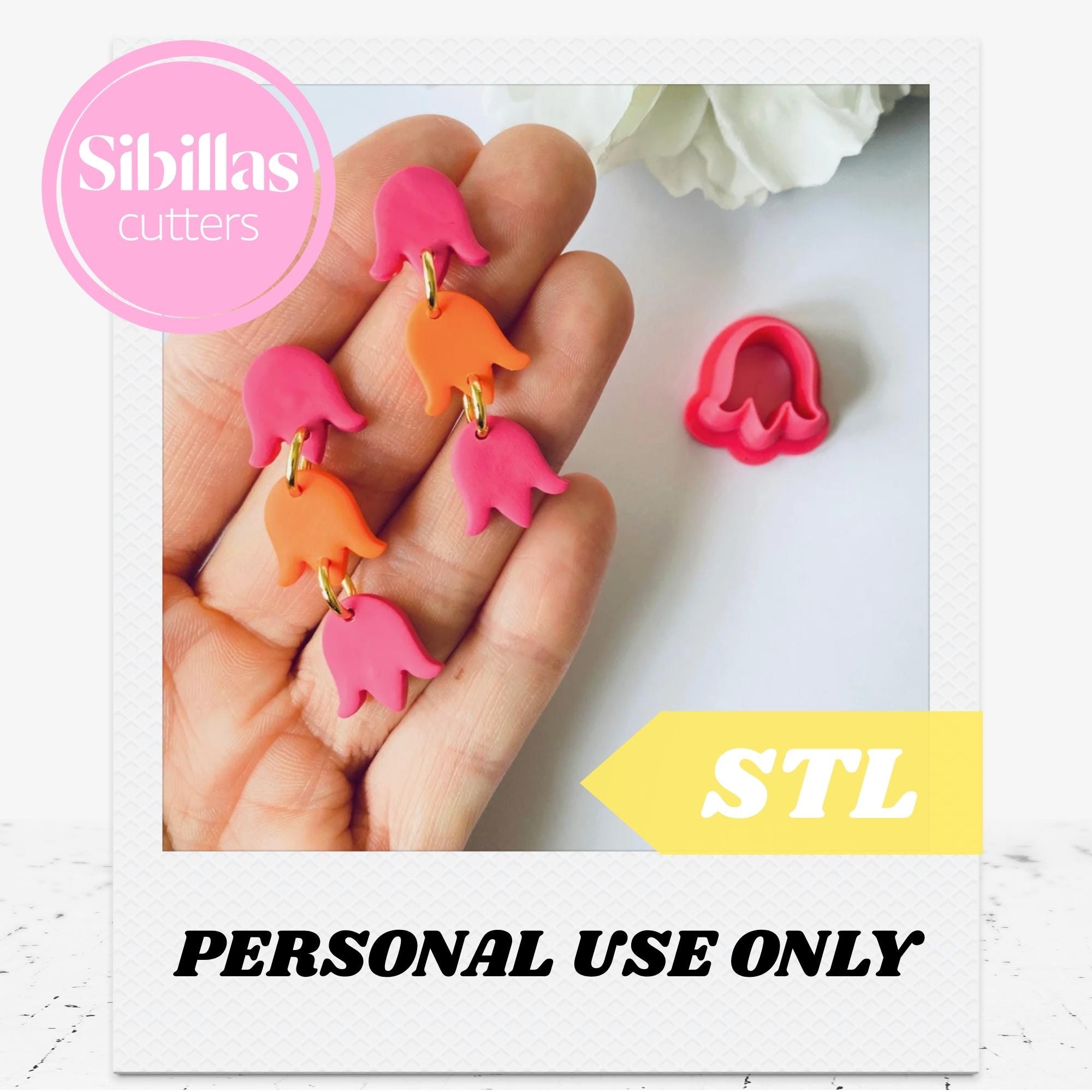Tulip Clay Cutter STL: Floral cutter for make clay studs (Digital Download)