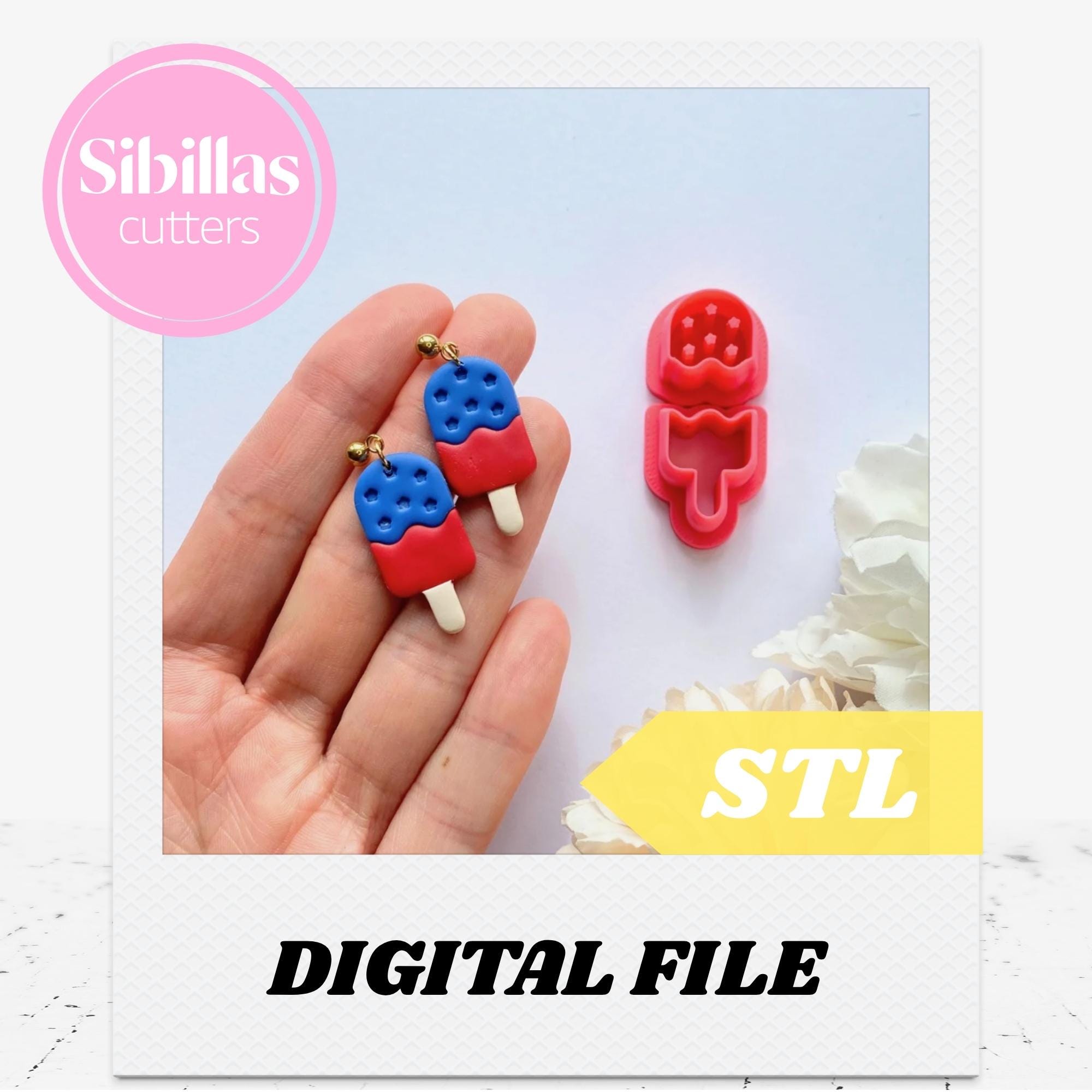 USA Popsicle Clay Cutter STL, 4th of july cutter for earrings make (Digital download)