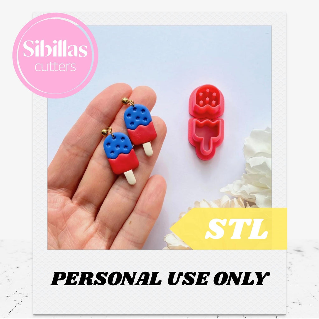 USA Popsicle Clay Cutter STL, 4th of july cutter for earrings make (Digital download)