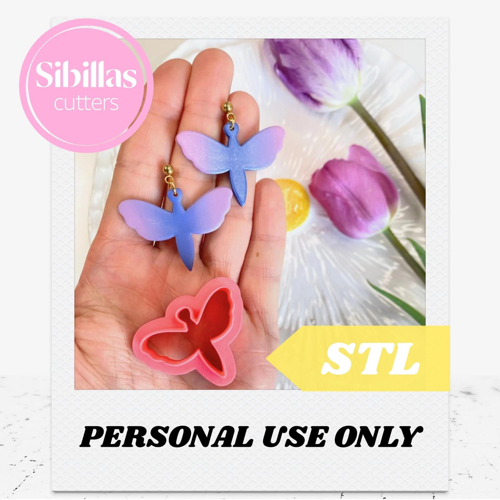 Dragonfly Clay Cutter STL files: 3D Print File for Earrings with sharp edge