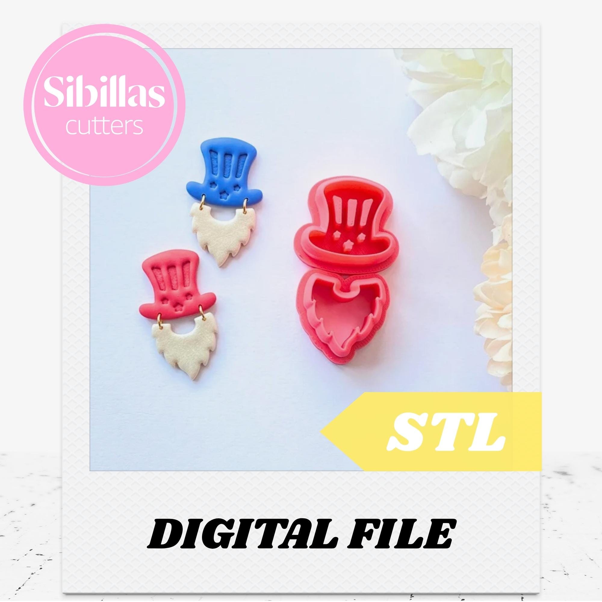 4th of July Cutter STL: Gnome polymer clay earring tool (Digital Download)