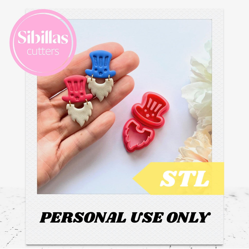 4th of July Cutter STL: Gnome polymer clay earring tool (Digital Download)