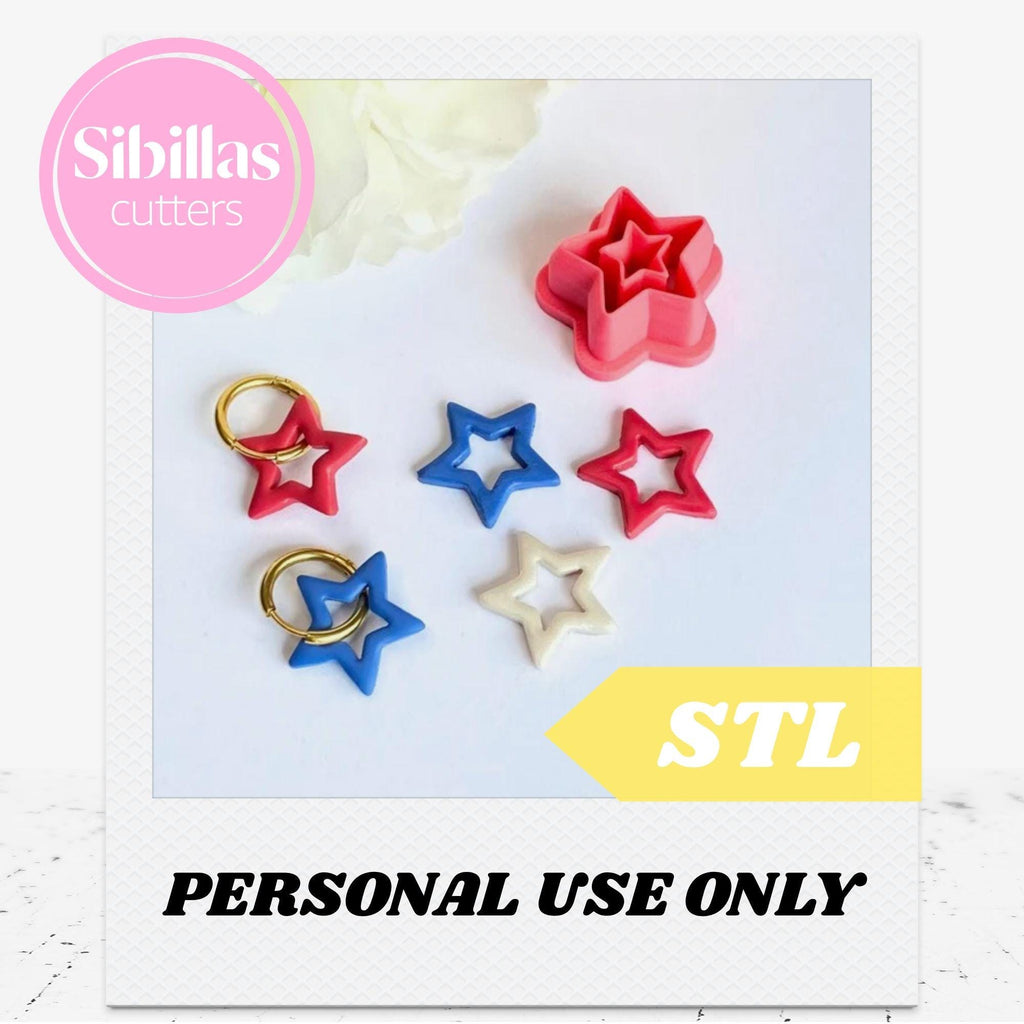Stars Polymer Clay Cutter STL: 4th of July Earring Stamp with sharp edges