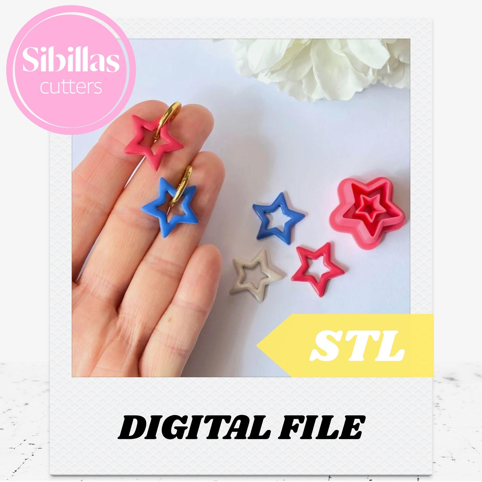 Stars Polymer Clay Cutter STL: 4th of July Earring Stamp with sharp edges