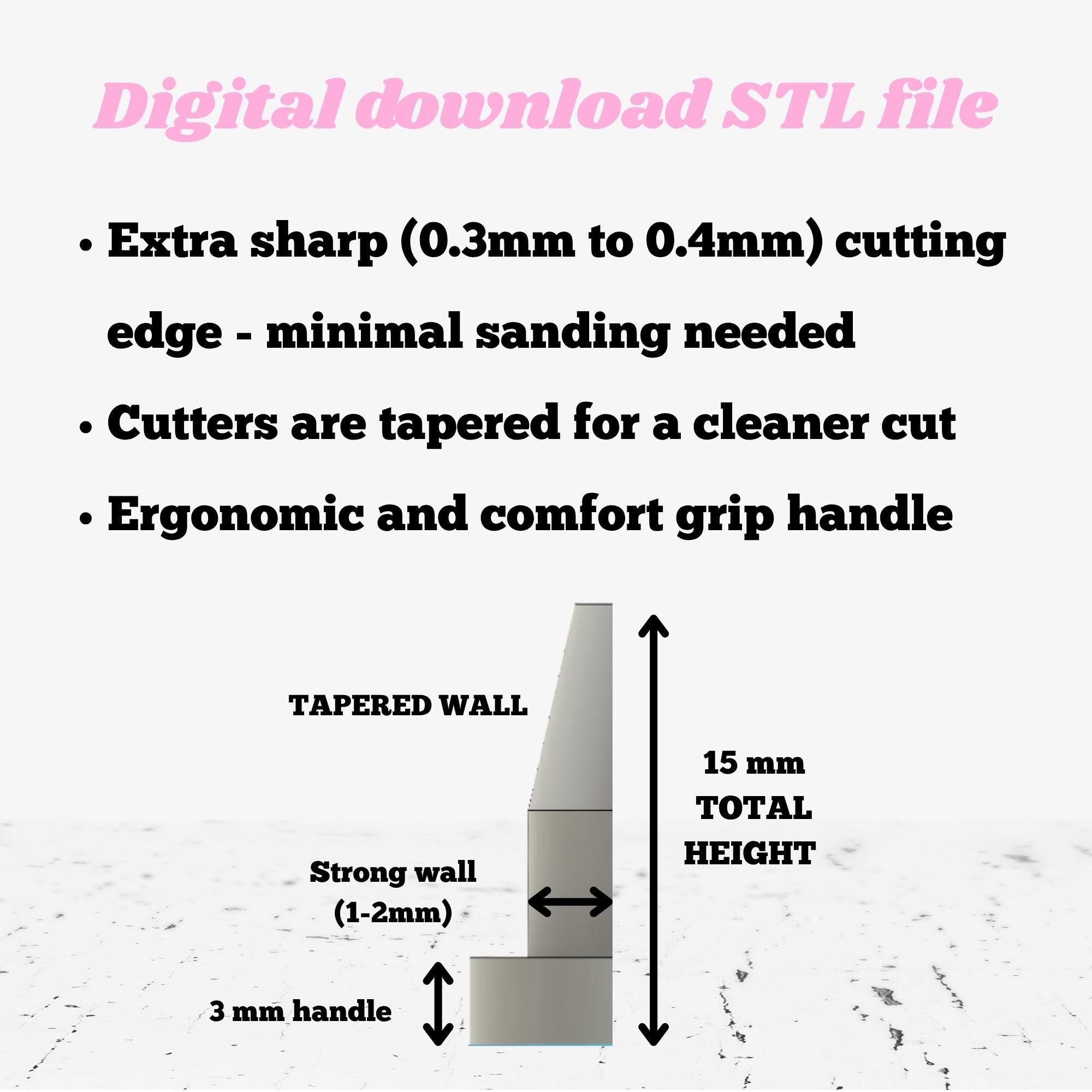 Cloud Clay Cutter STL: Raindrop tapered clay stamp (Digital Download)
