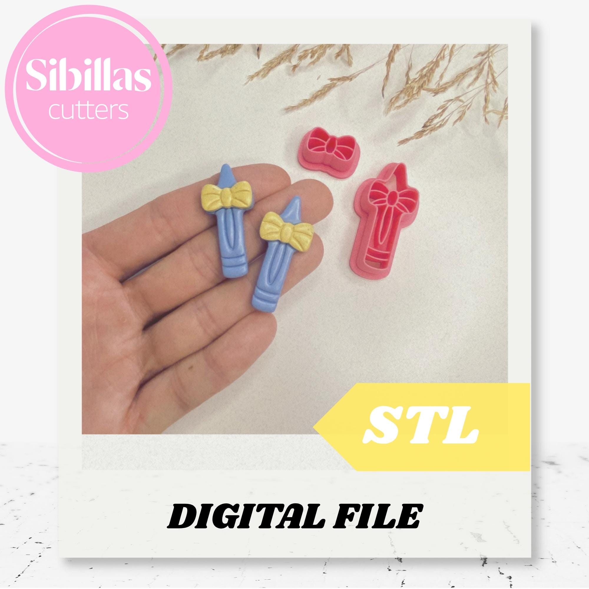 Crayon clay cutter STL File: back to school polymer clay cutters (Digital Download)
