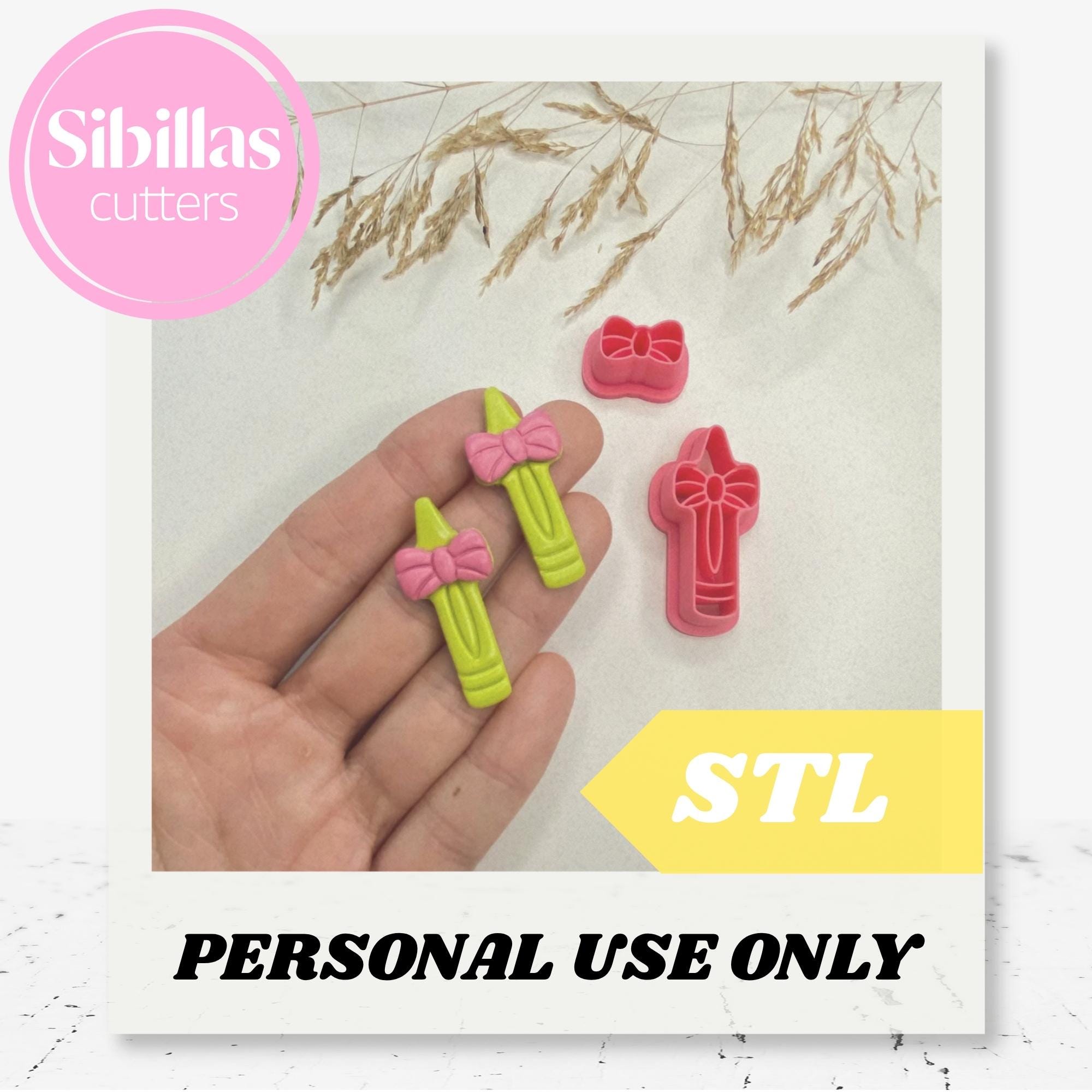 Crayon clay cutter STL File: back to school polymer clay cutters (Digital Download)
