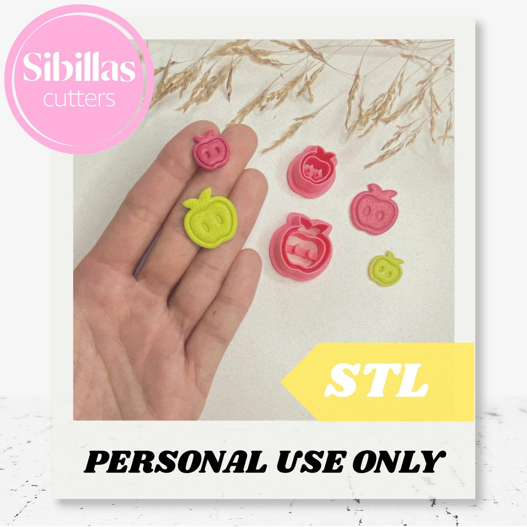 Apple polymer clay cutters STL: Back to school polymer clay cutters