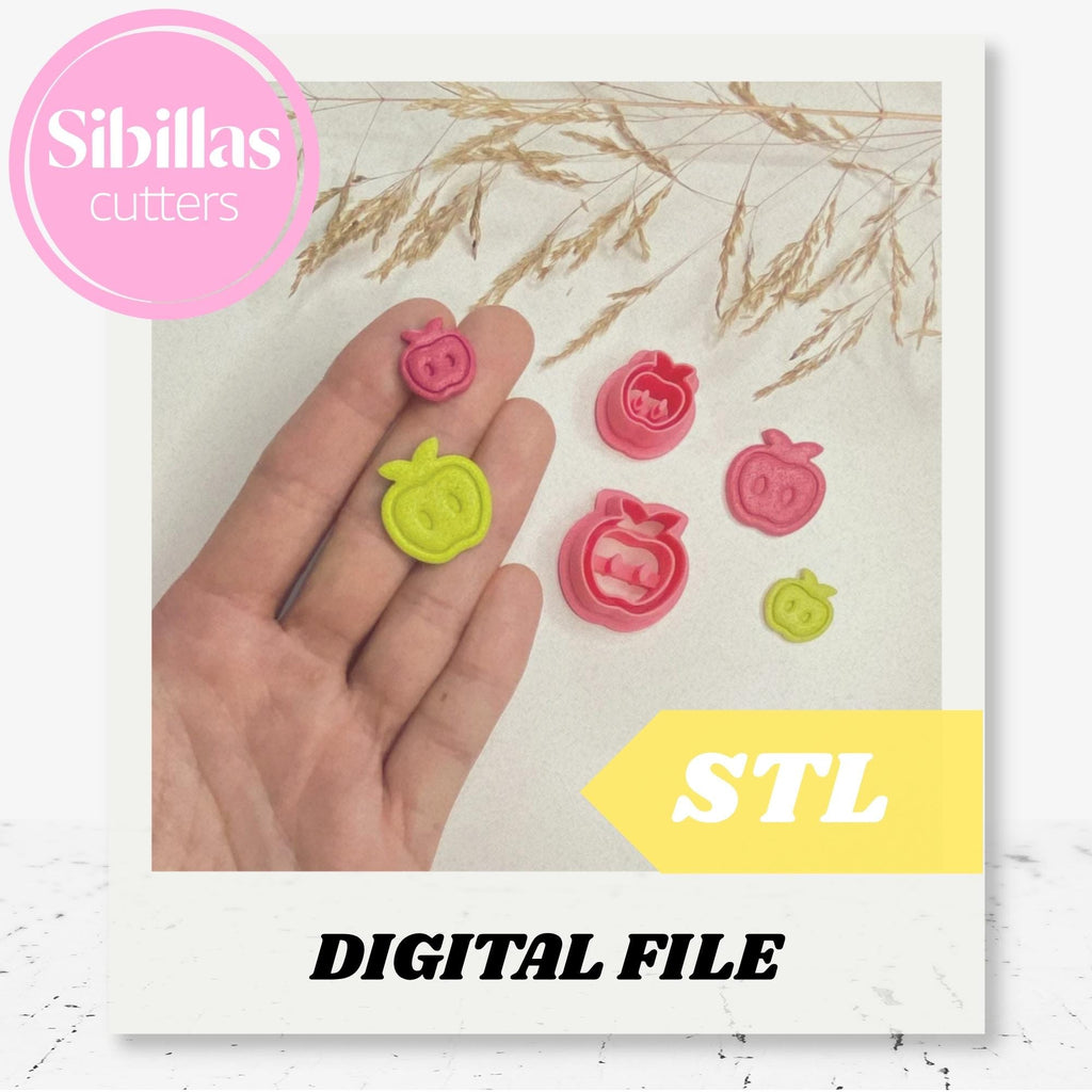 Apple polymer clay cutters STL: Back to school polymer clay cutters