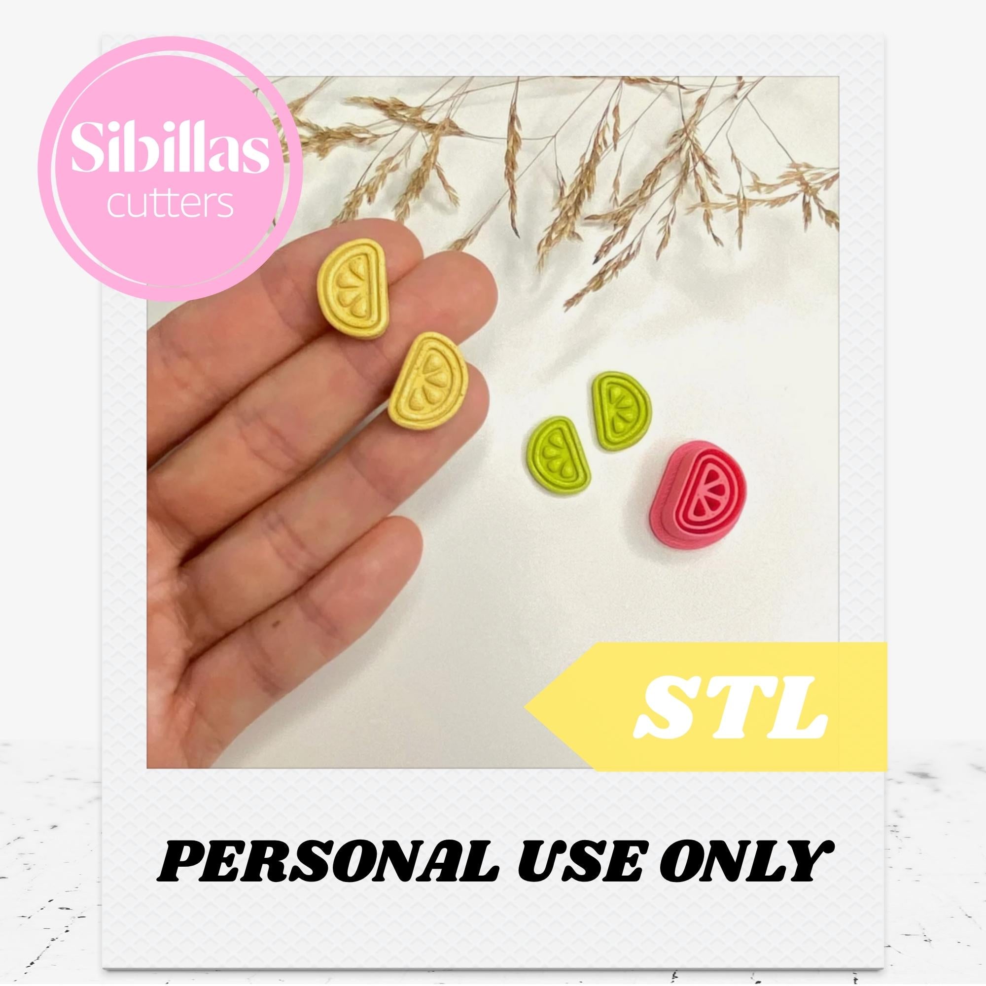 Lemon tapered clay cutter, Fruit clay cutter STL files, Sharp seasonal cutters for polymer clay