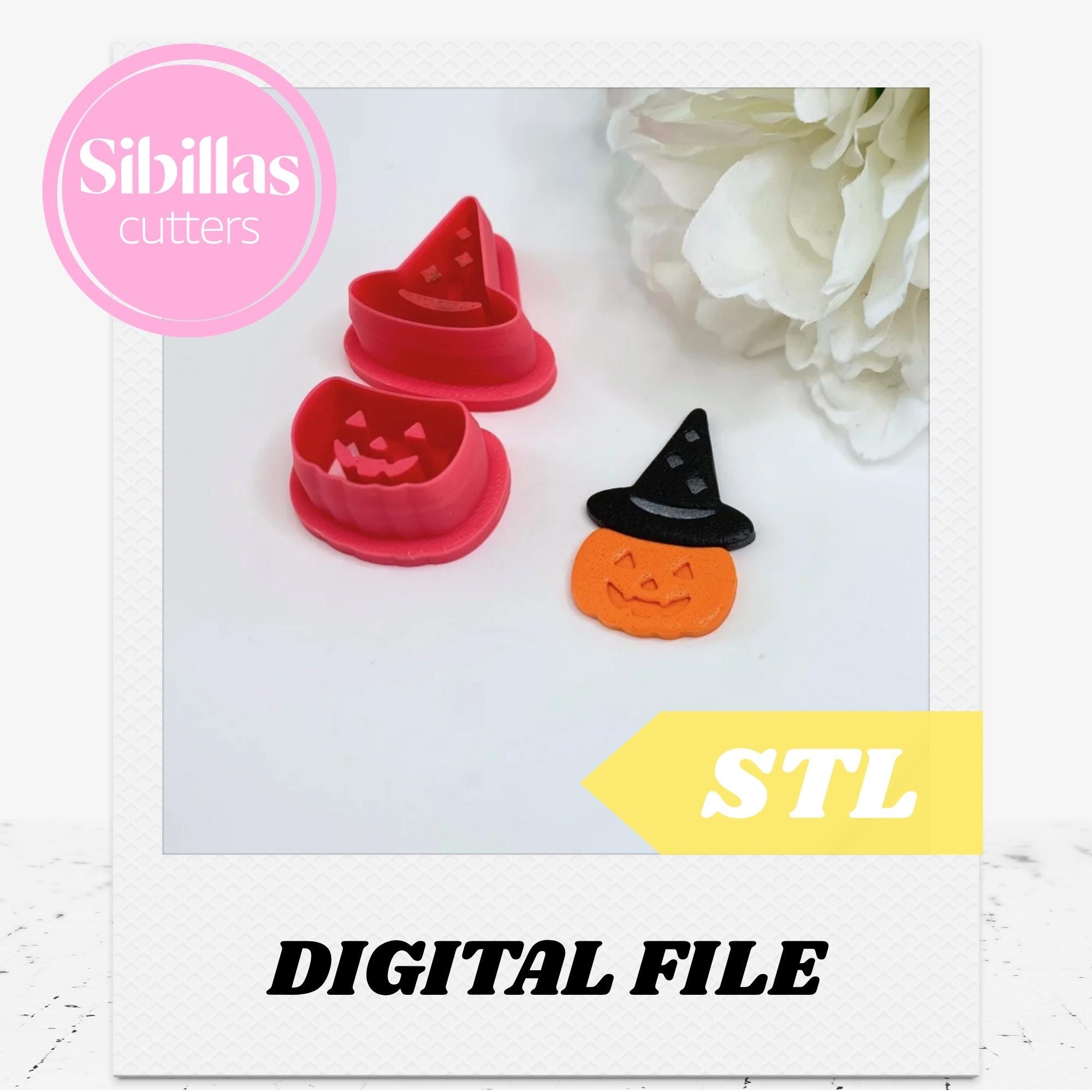 Witchy clay cutter STL, Pumpkin tapered clay cutter, Sharp fall earring cutter