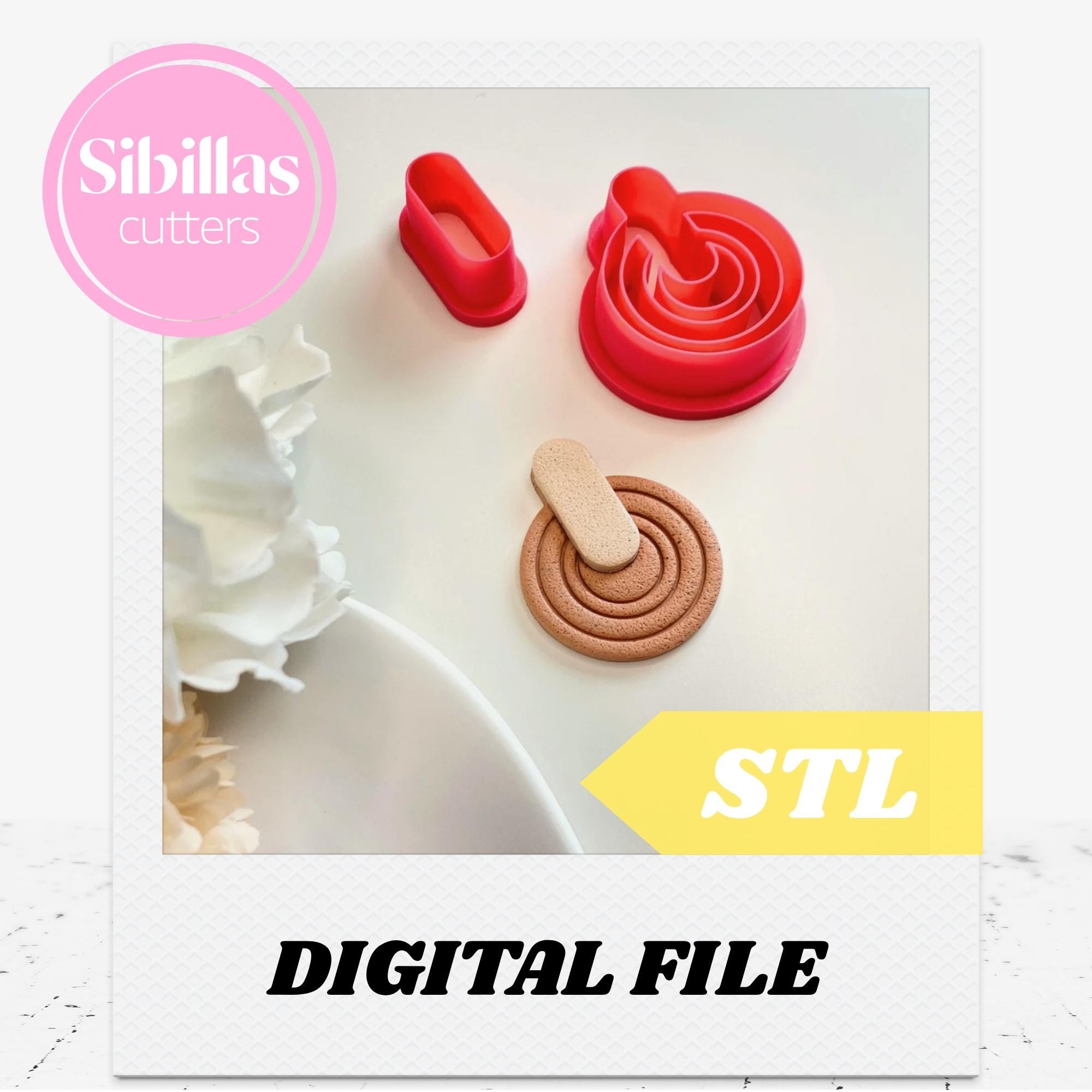 Round Polymer Clay Cutter STL: Boho clay stamp for earrings