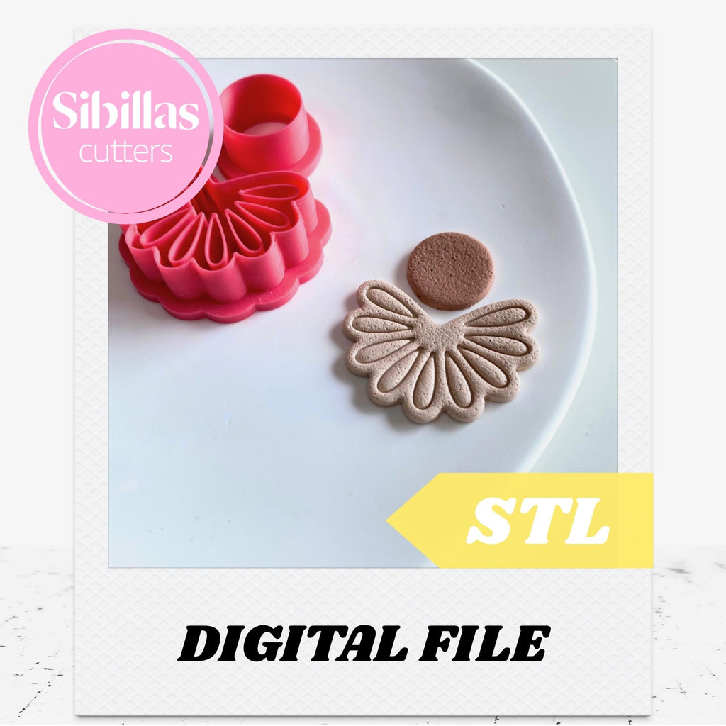 Ruffle clay cutter STL, Modern tapered clay cutter, Sharp teardrop cutter STL files