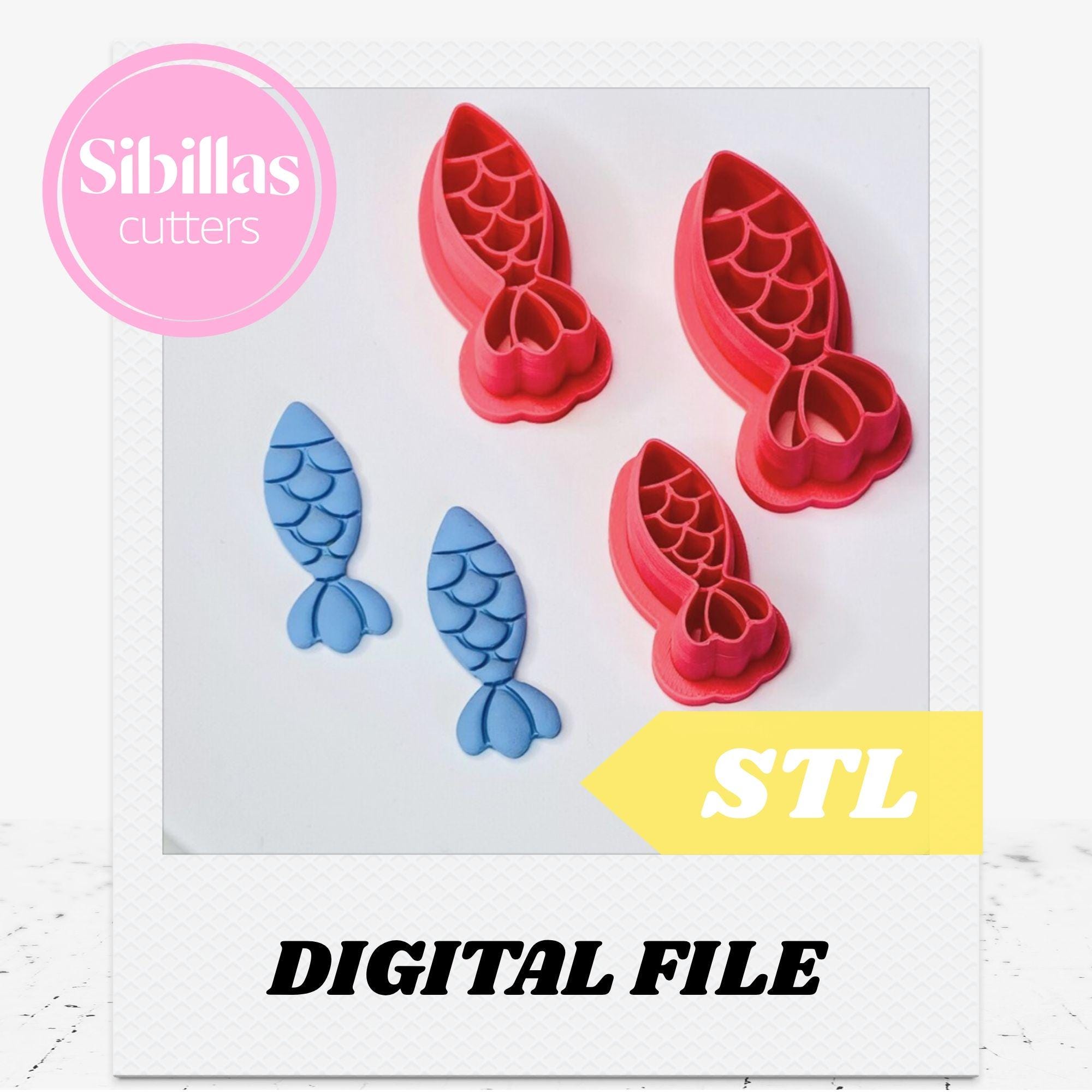 Sardine clay cutter STL, Fish shaped cutter STL files, Sharp edge polymer clay cutter