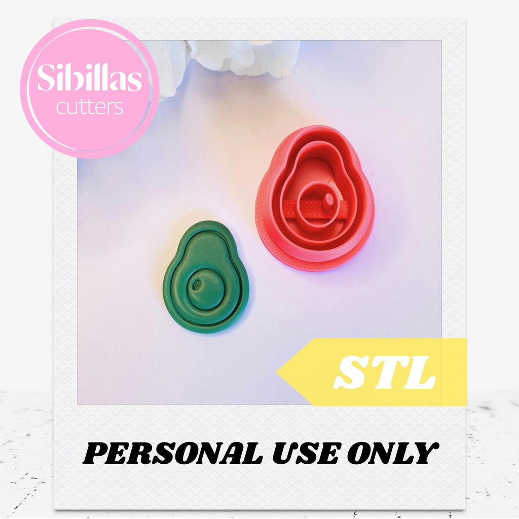 Avocado Clay Cutter STL, Fruits polymer clay cutter STL files, Summer tapered clay cutters