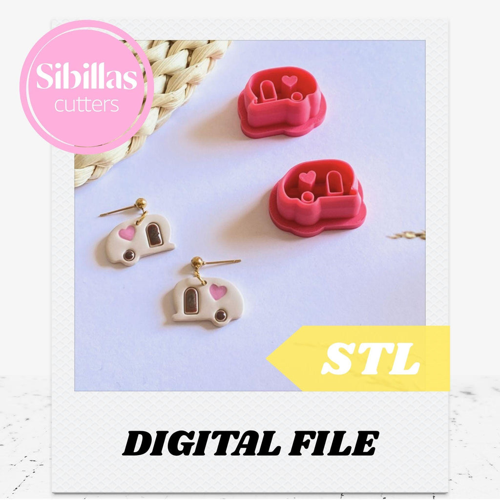 Camper polymer clay cutter STL: boho polymer clay stamp (Digital Download)