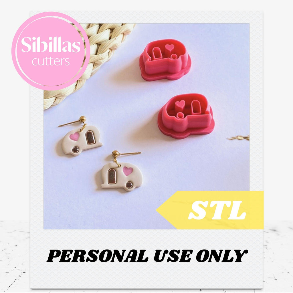 Camper polymer clay cutter STL: boho polymer clay stamp (Digital Download)