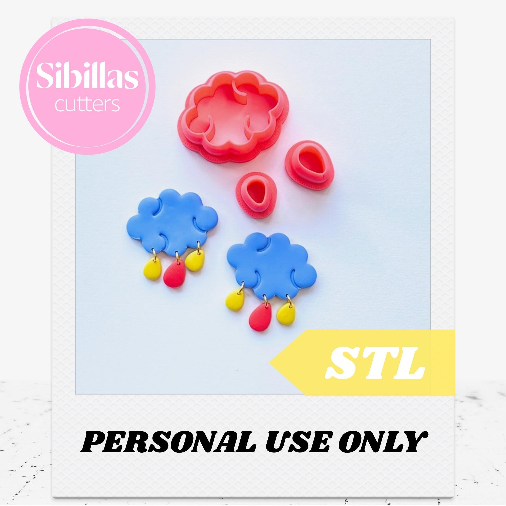 Cloud Clay Cutter STL: Raindrop tapered clay stamp (Digital Download)