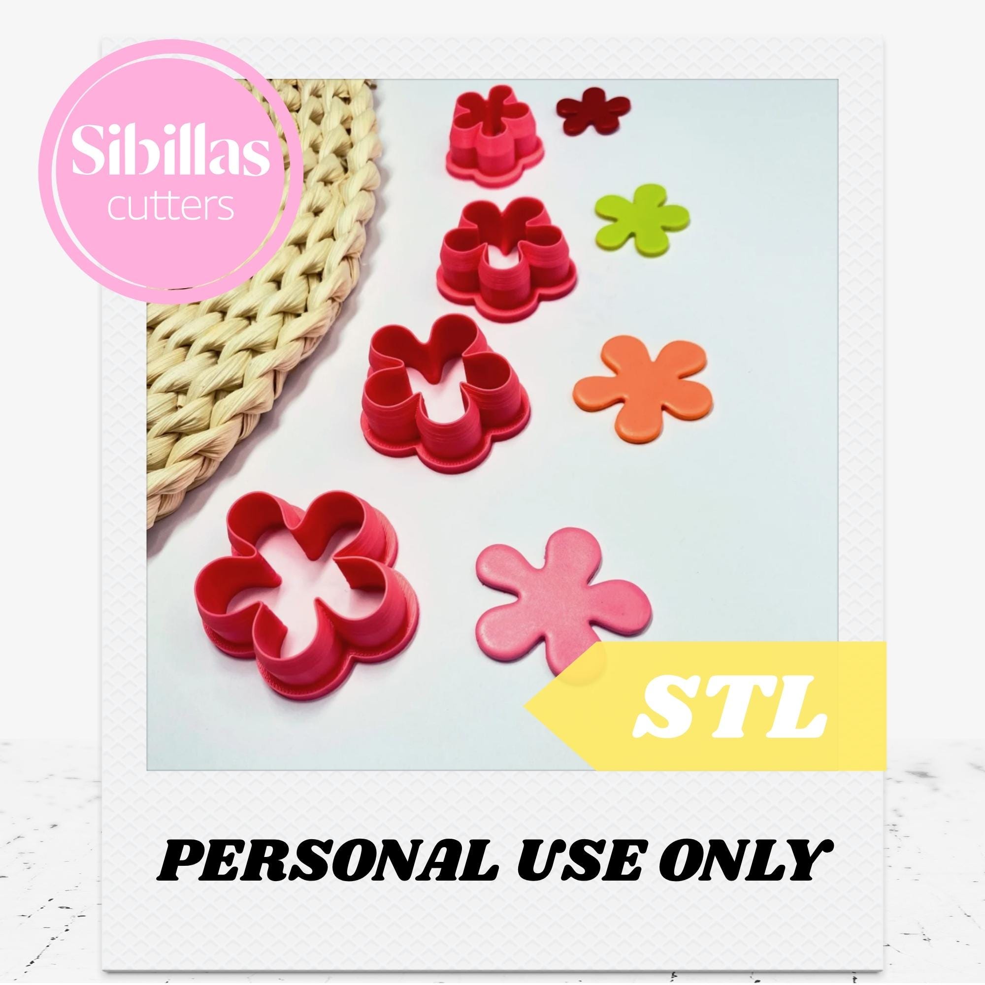 Floral Polymer Clay Cutter STL: Vintage flower cutter with sharp tapered edges