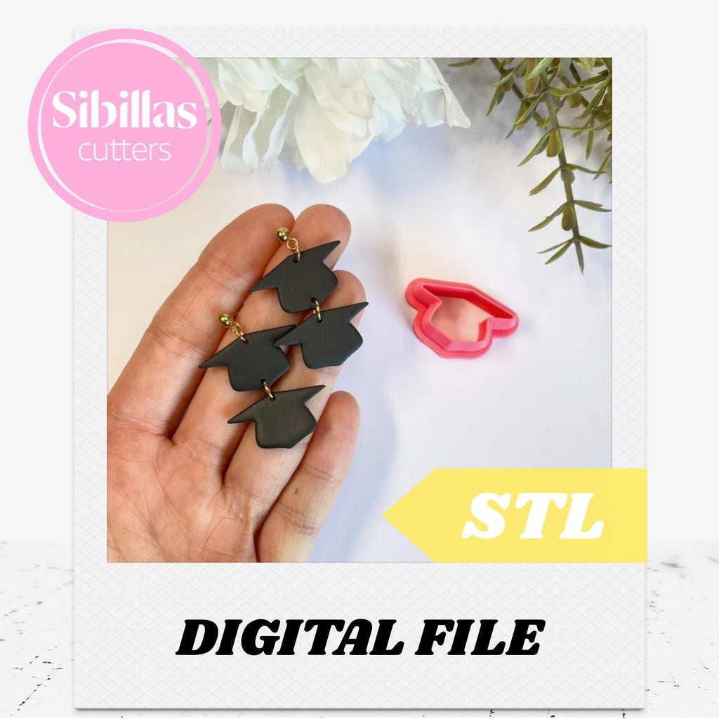 Graduation Cap Cutter STL: School polymer clay stamp (Digital Download)