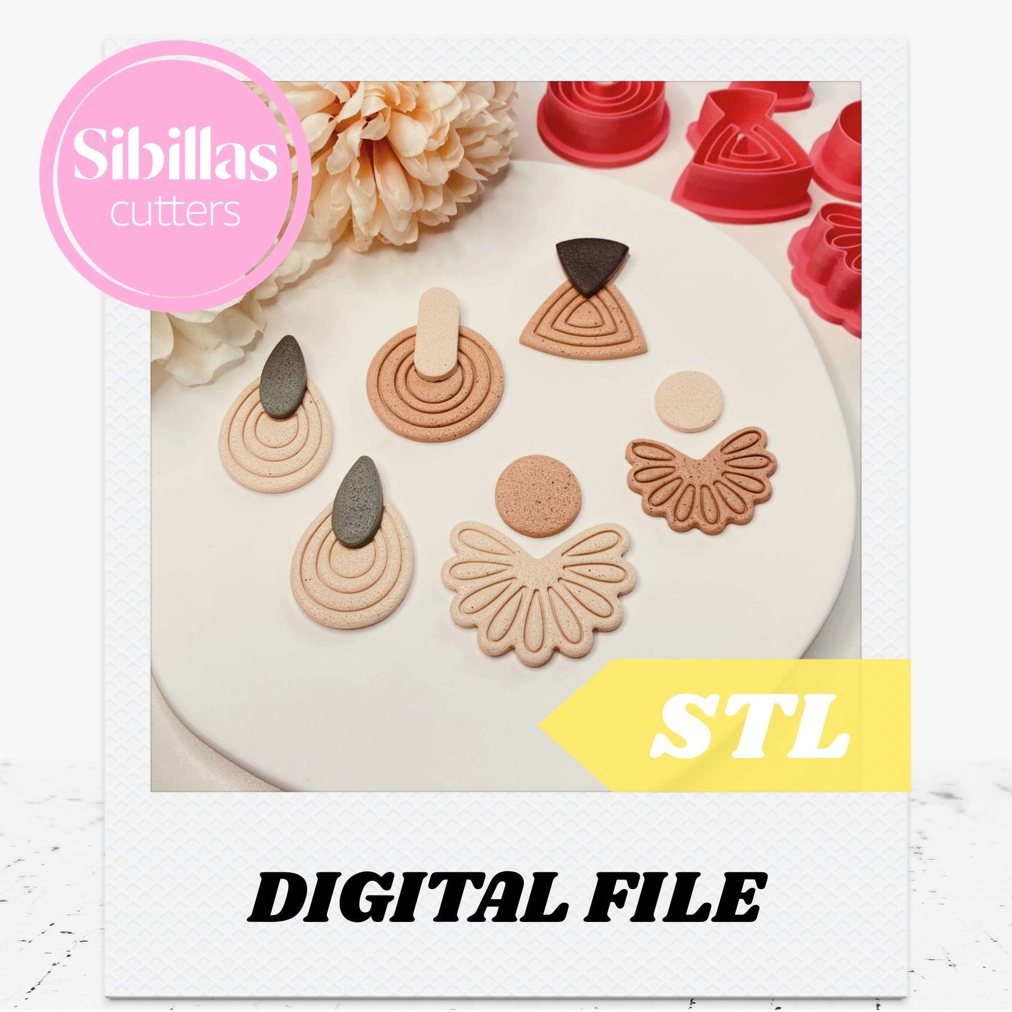Floral clay cutters STL files: Leave polymer clay cutter with tapered edges