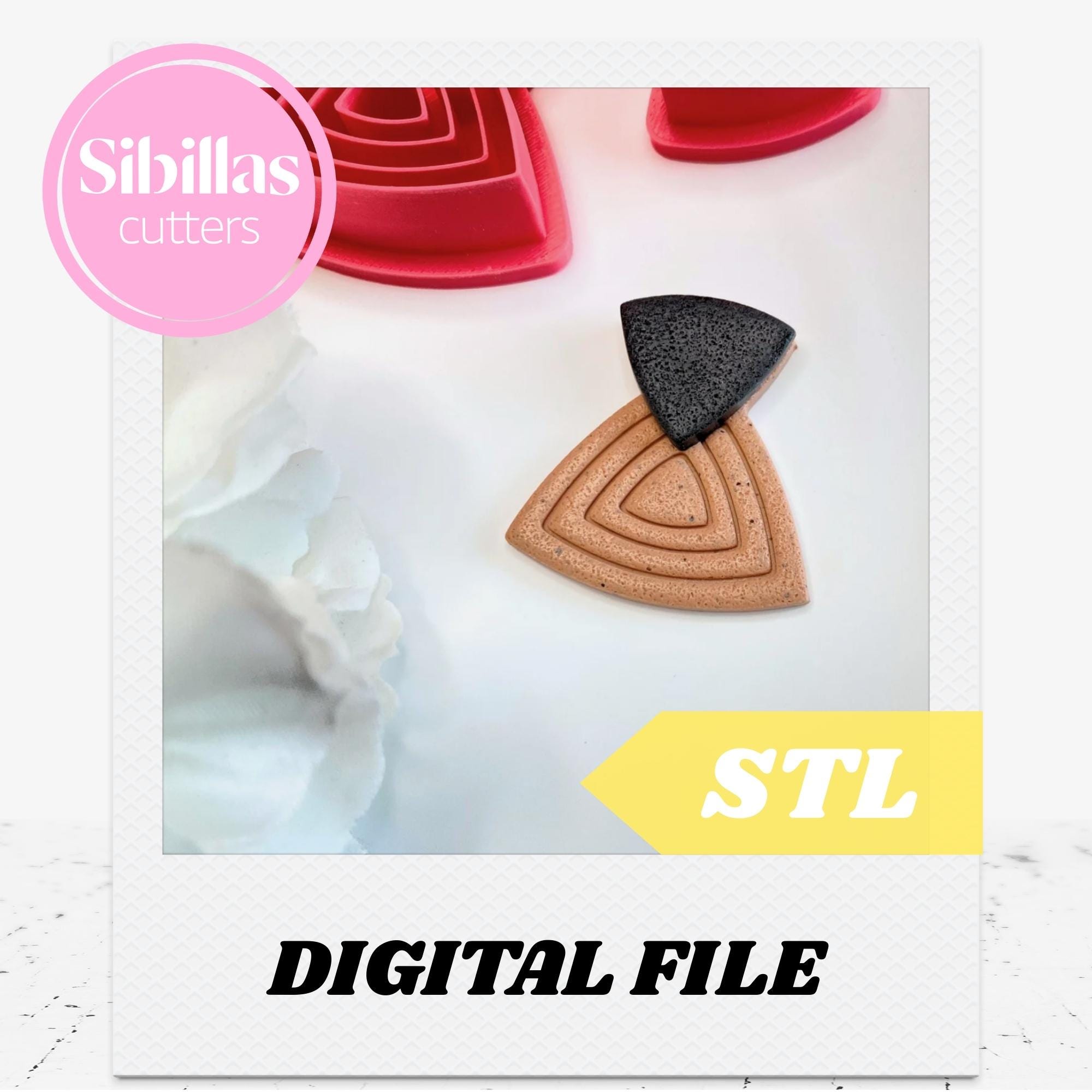 Minimalist clay cutters STL: Statement earring clay cutter with sharp edges (Digital Download)