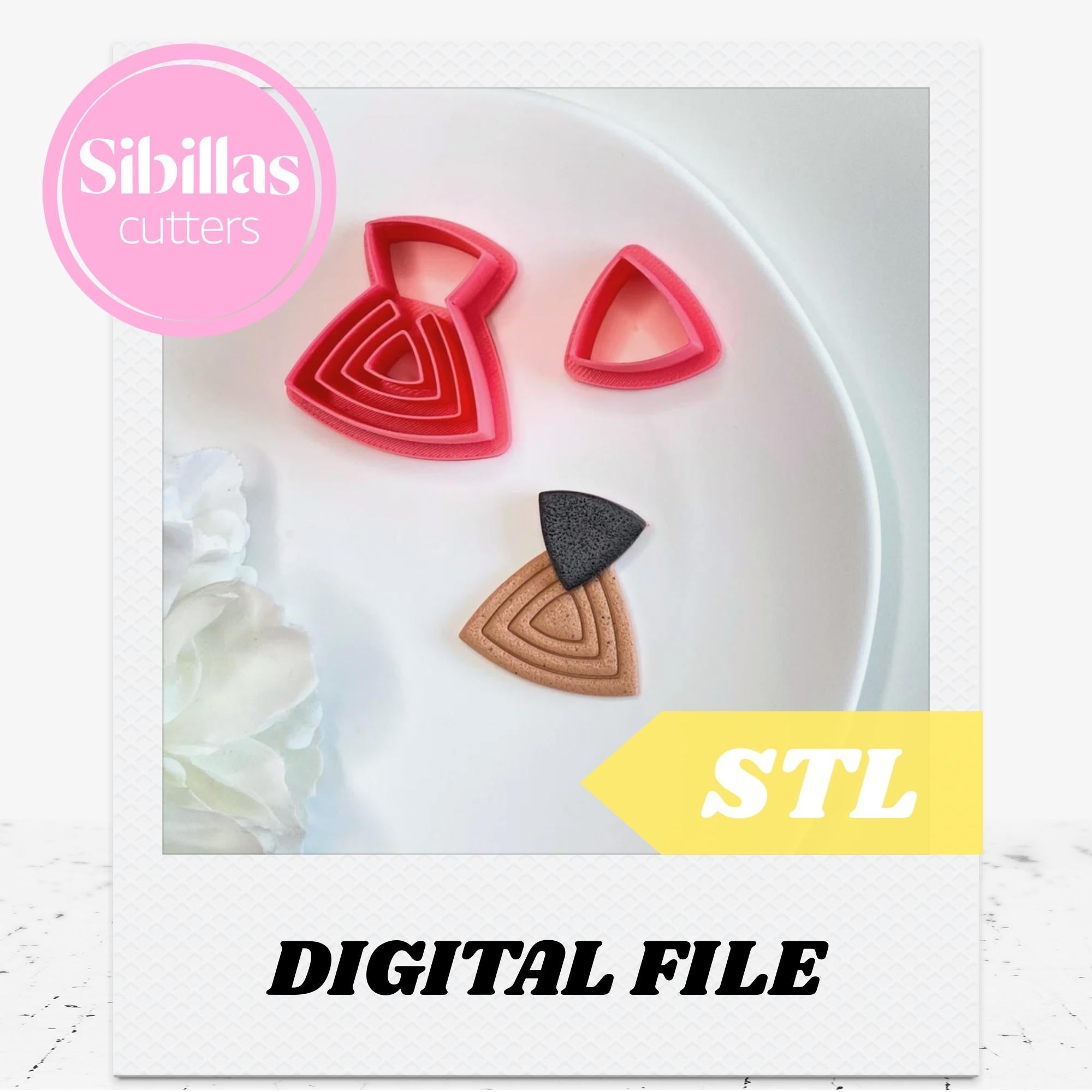 Minimalist clay cutters STL: Statement earring clay cutter with sharp edges (Digital Download)