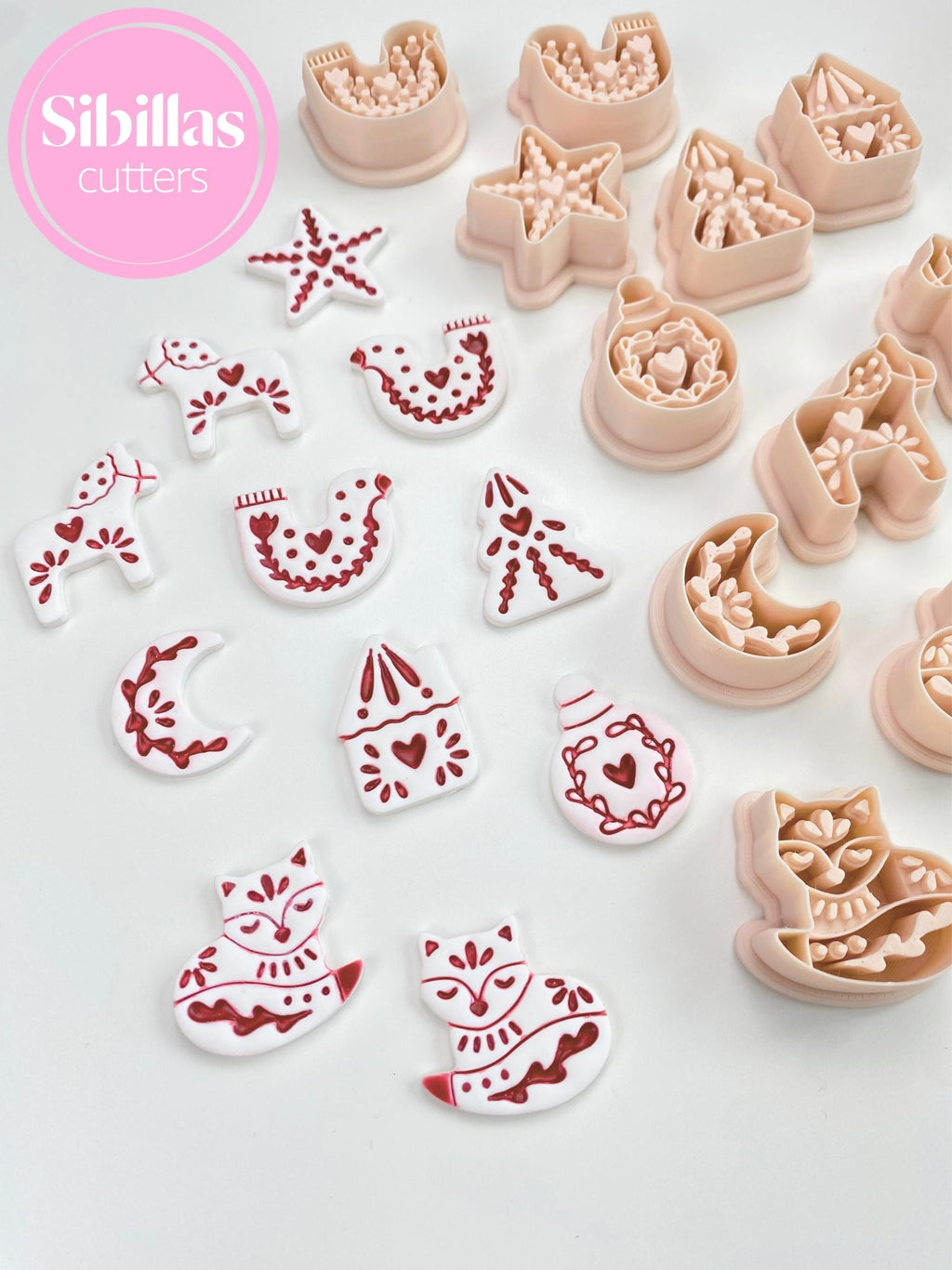 Christmas Ball Polymer Clay Cutters – Scandinavian ornament Earring Cutters for Holiday Folk Art Crafts