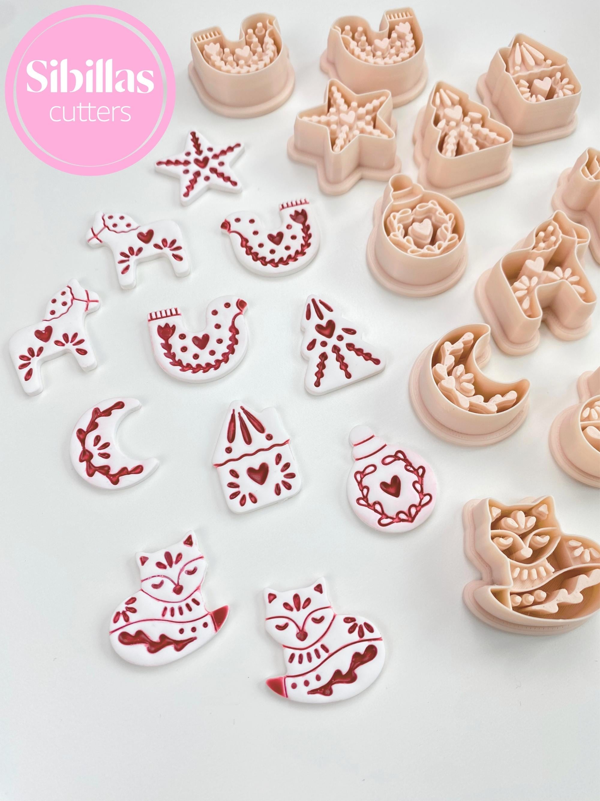 Christmas Ball Polymer Clay Cutters – Scandinavian ornament Earring Cutters for Holiday Folk Art Crafts