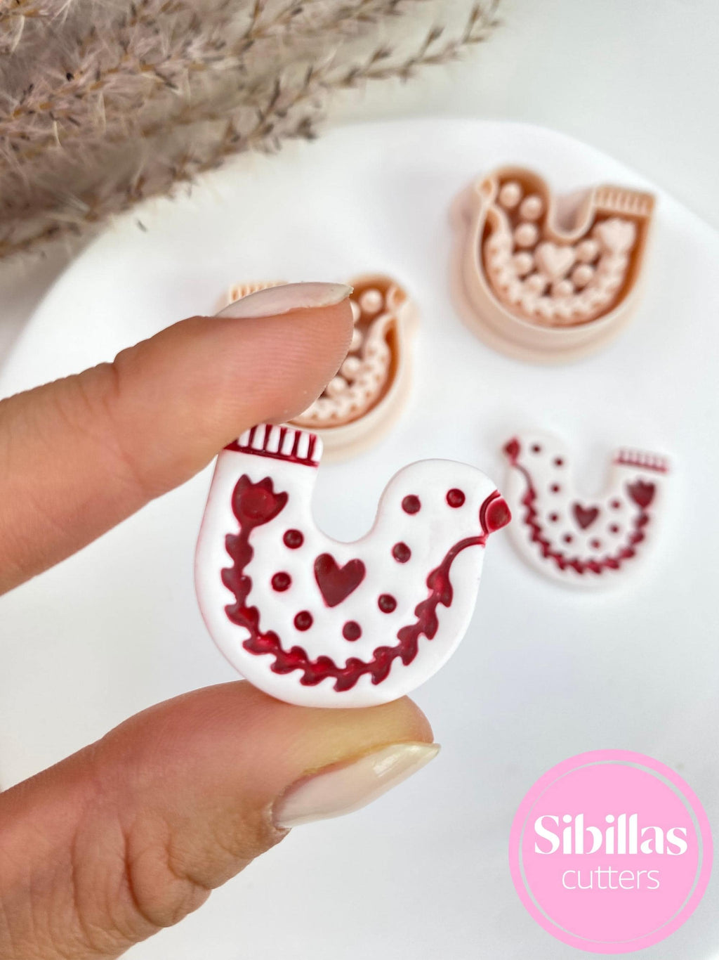 Nordic Bird Polymer Clay Cutters: Mirrored Scandinavian Dove Set