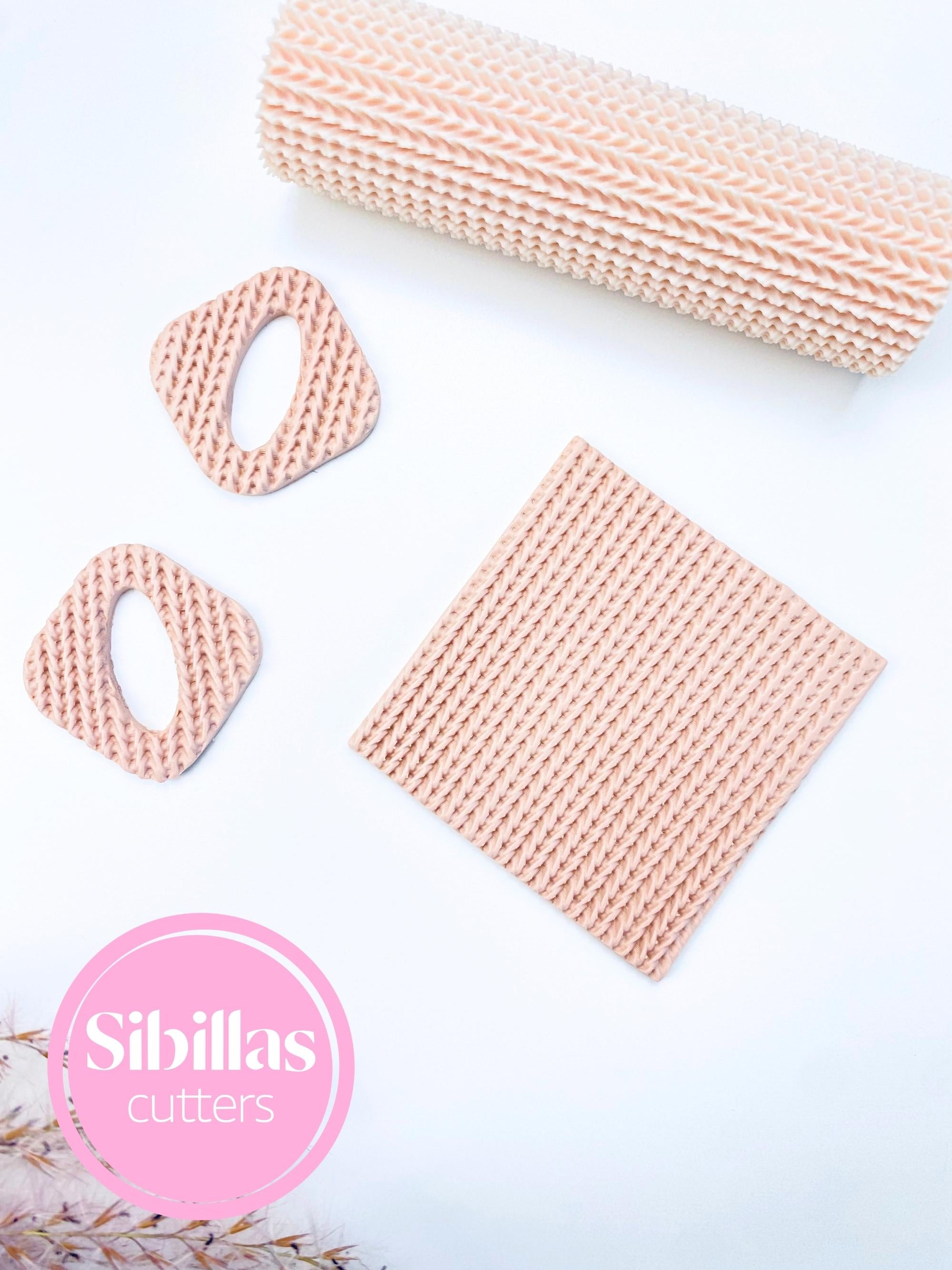 Knit fabric Texture Roller – Knitted Pattern Clay Embossing Tool for Crafting & DIY Projects