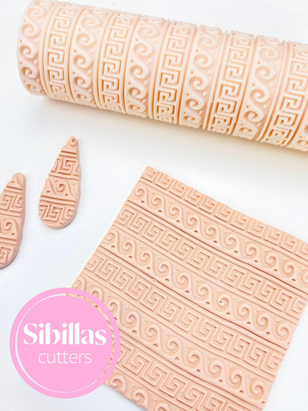 Ancient Greek Texture Roller for Polymer Clay | Greek Pattern Embossing Roller | Clay Texture Tool for Pottery, Ceramics & Jewelry Making