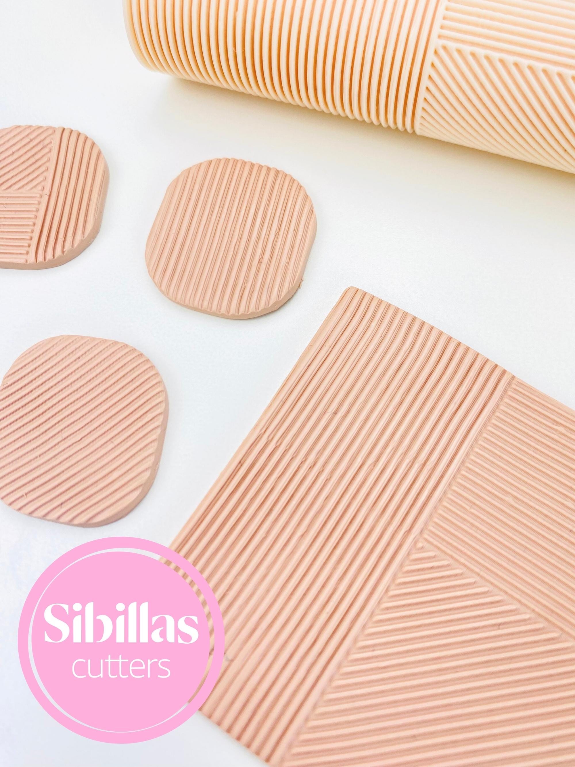 Geometric Texture Roller for Polymer Clay | Three Lines Pattern Embossing Roller | Minimal Clay Texture Tool for Pottery