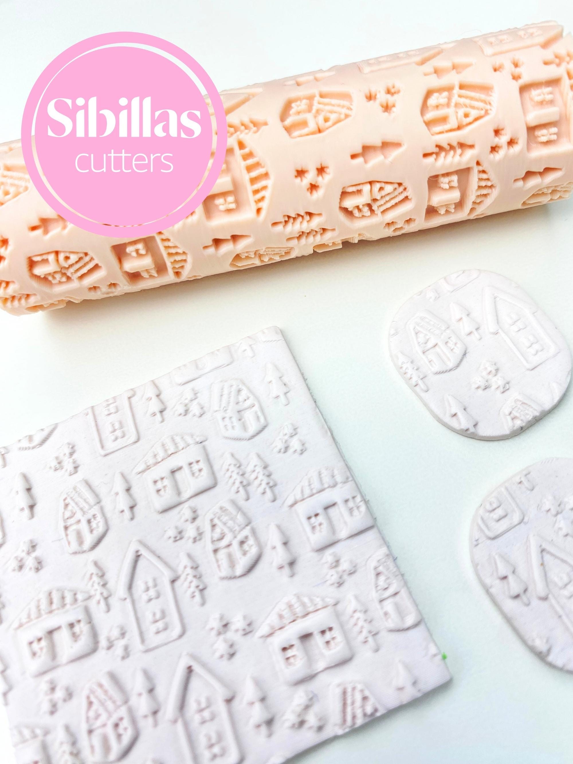 Folk Christmas Texture Roller for Polymer Clay | Nordic house Pattern Roller | Embossing Tool for Clay, Pottery & Jewelry Making