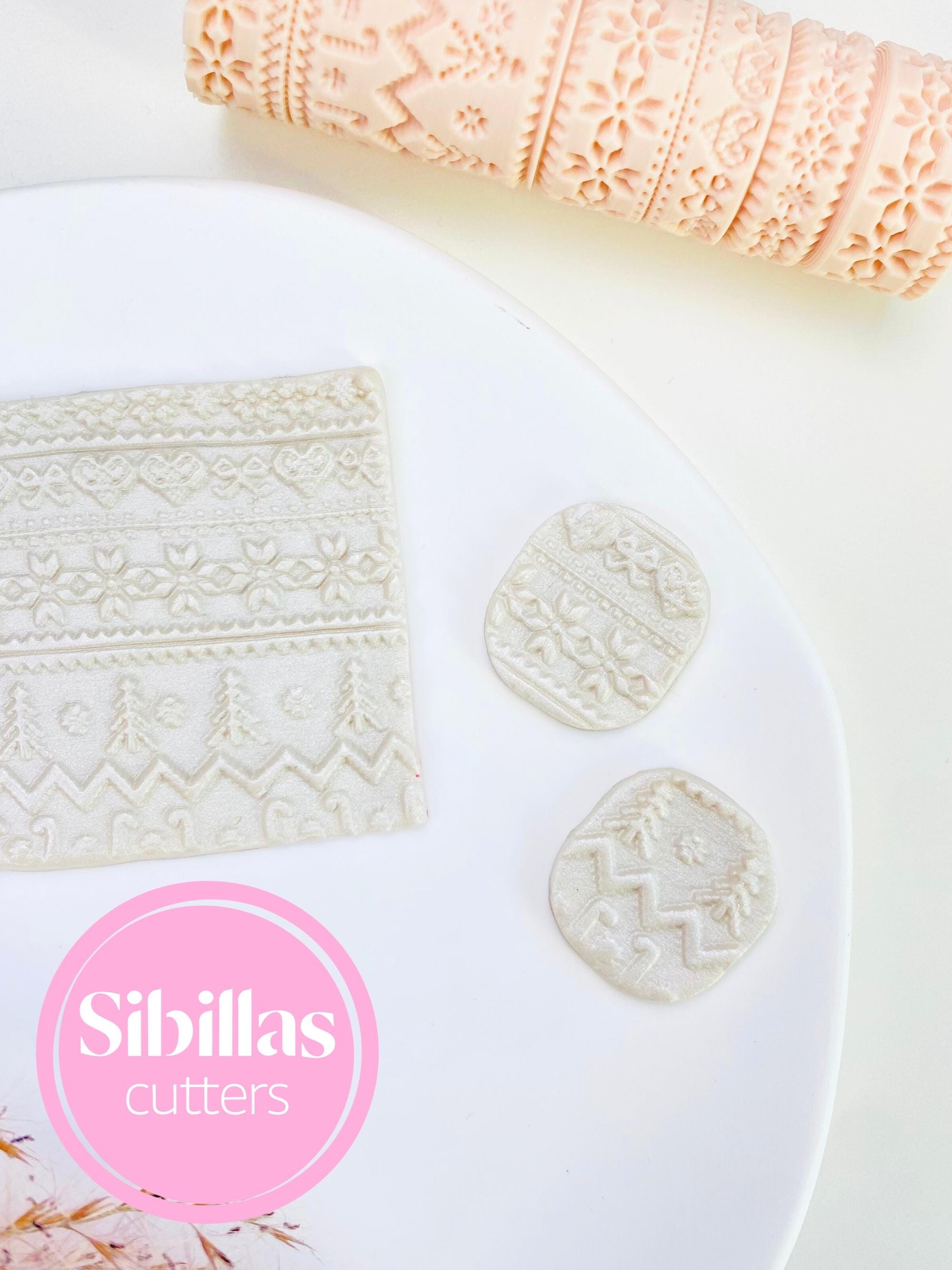 Folk Christmas Texture Roller for Polymer Clay | Nordic Holiday Pattern Roller | Embossing Tool for Clay, Pottery & Jewelry Making