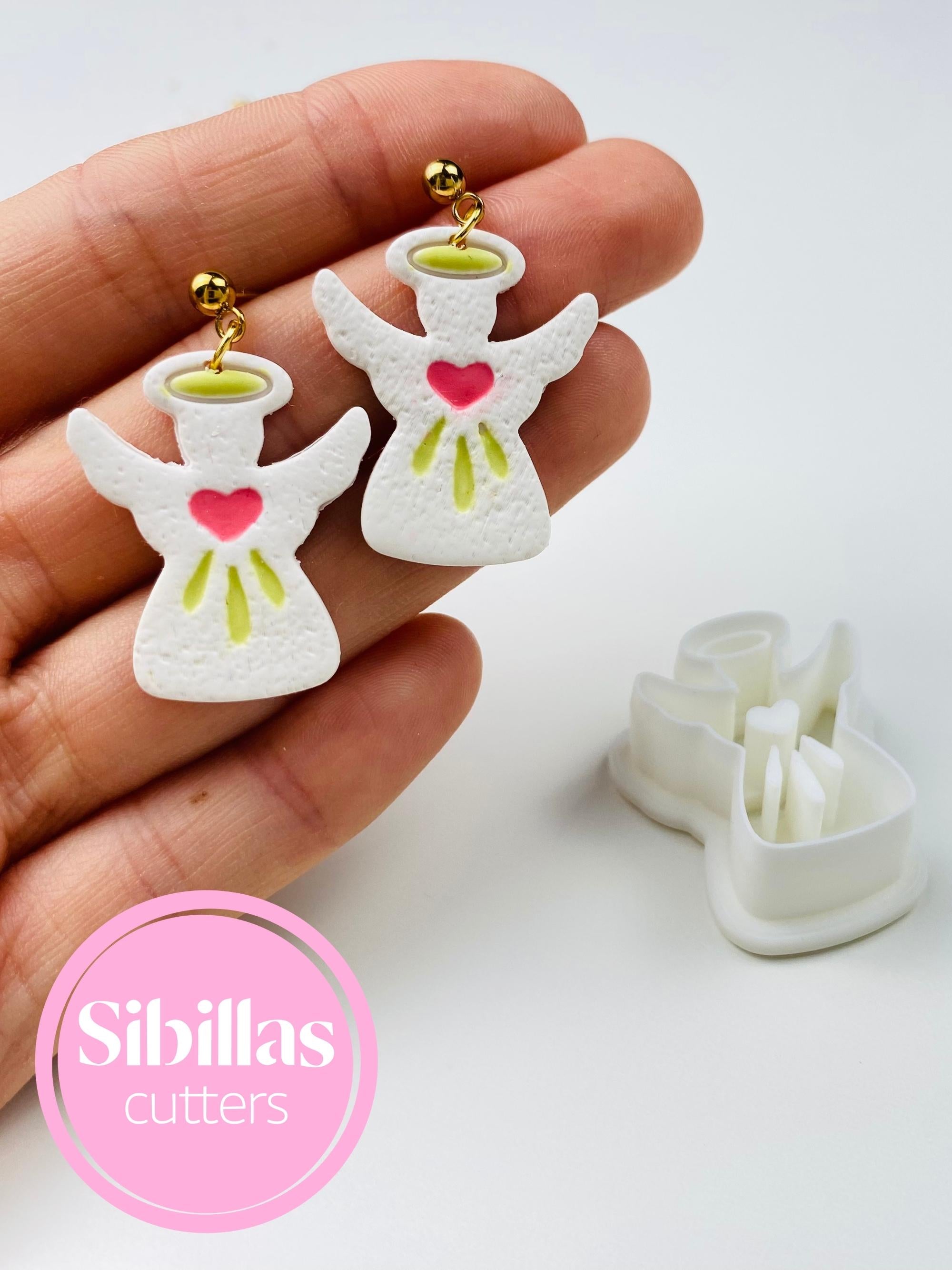 Angel Polymer Clay Cutter, Heart Polymer Clay Earring Tool, Cute Angel Wing Jewelry Mold, Valentine’s Day Cutter, Christmas Clay supply