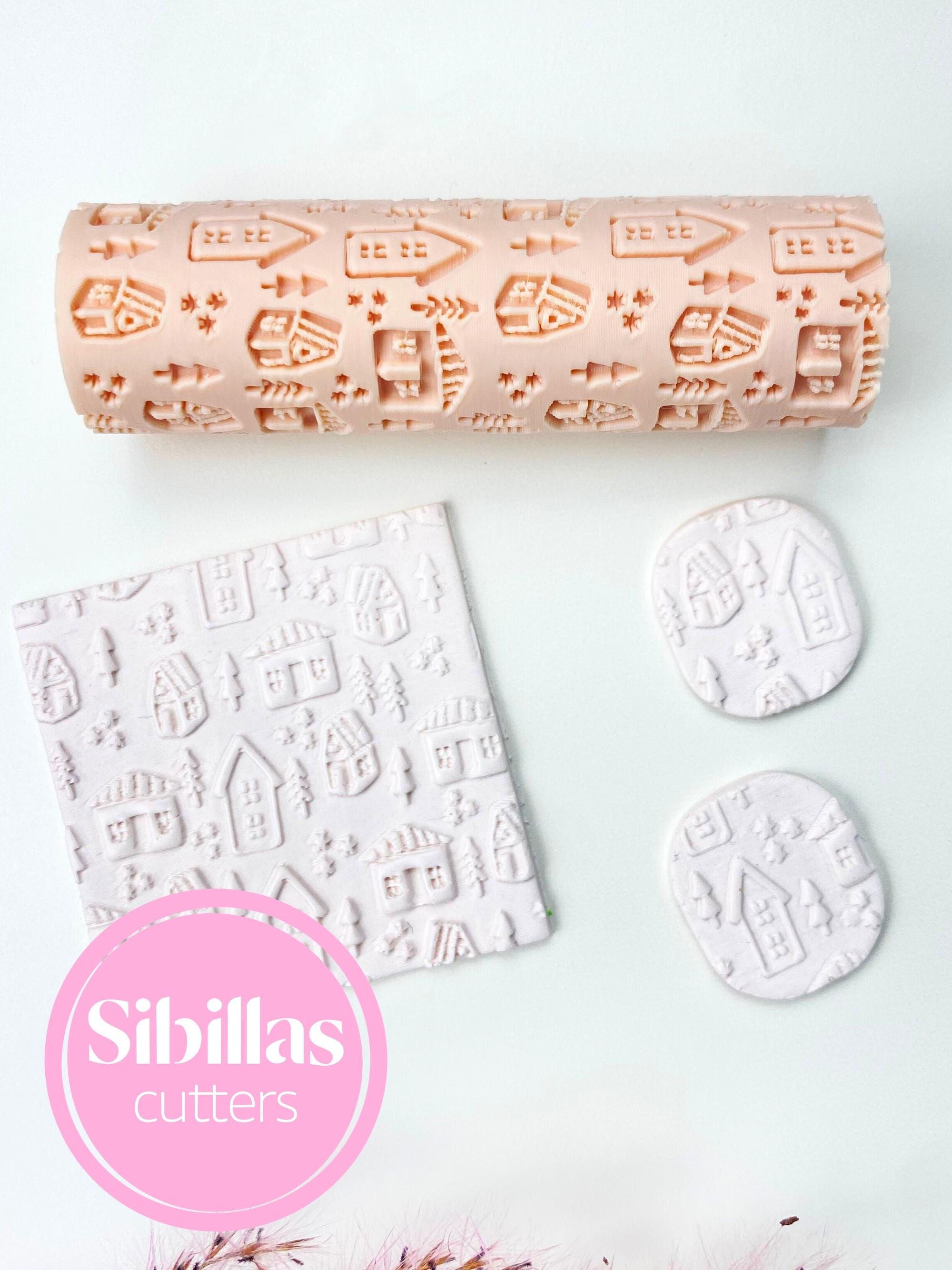 Folk Christmas Texture Roller for Polymer Clay | Nordic house Pattern Roller | Embossing Tool for Clay, Pottery & Jewelry Making