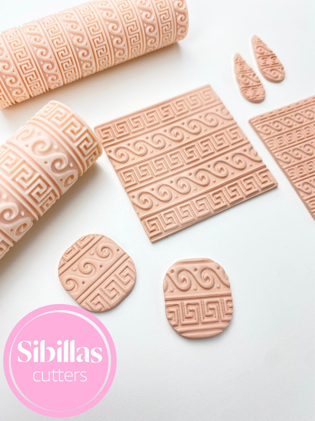 Ancient Greek Texture Roller for Polymer Clay | Greek Pattern Embossing Roller | Clay Texture Tool for Pottery, Ceramics & Jewelry Making