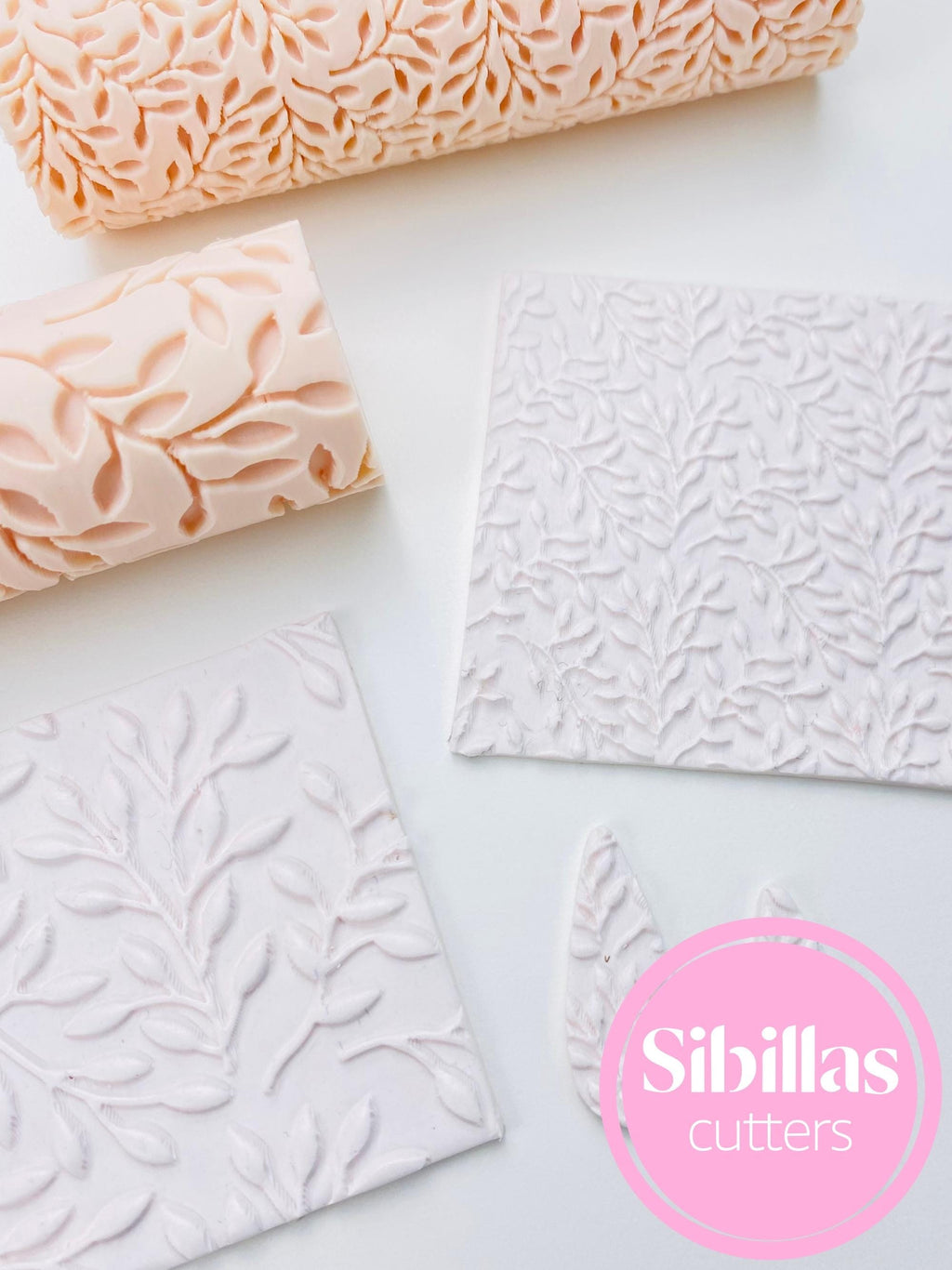 Olive Leaves Polymer Clay Texture Roller – Olive Branch Pattern Clay Embossing Tool for Crafting & DIY Projects