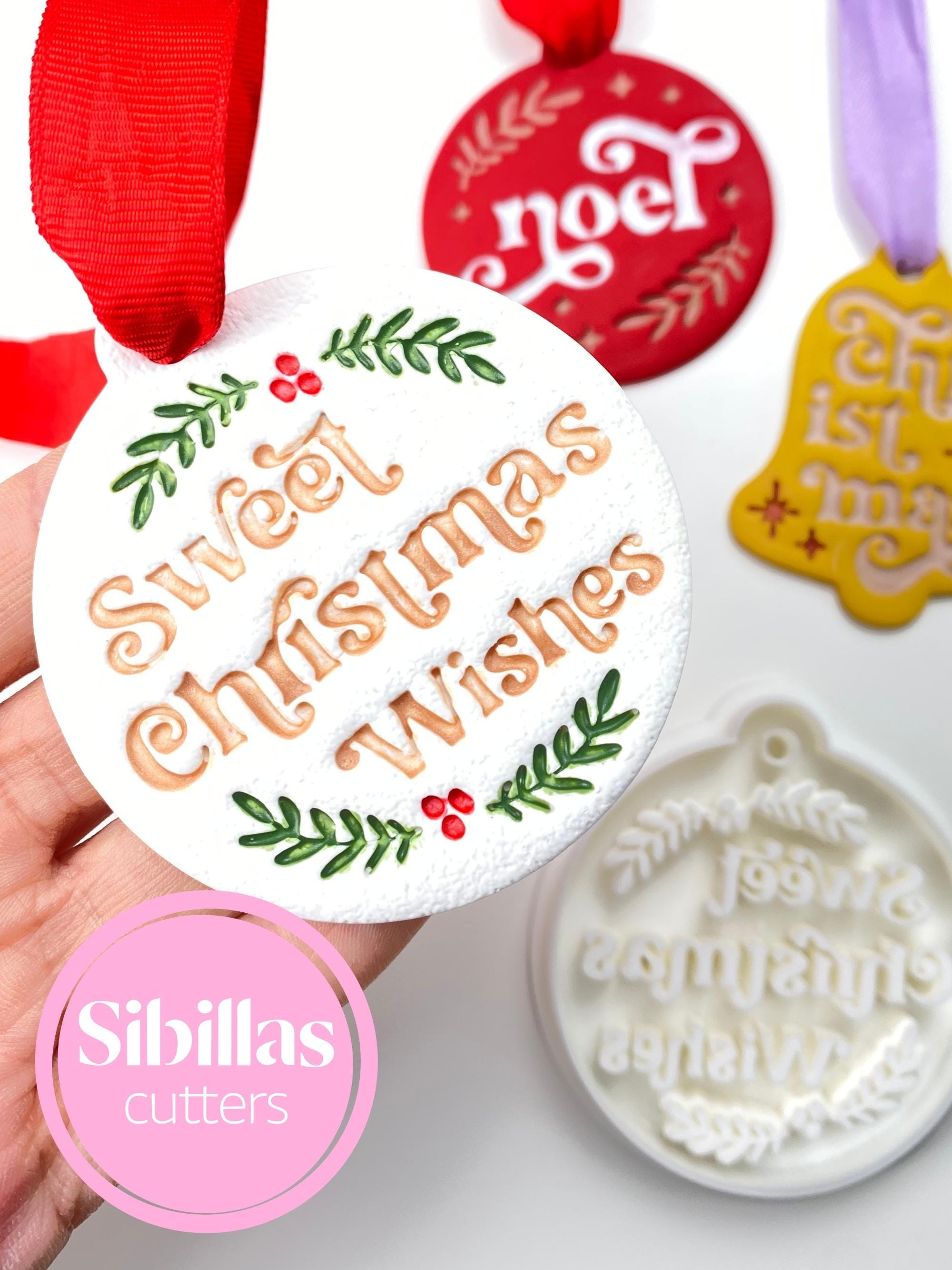Christmas Ornament Clay Cutters | Bell Polymer Clay Cutters | Winter Ceramic Stamps | Holiday Pottery Tools for Clay and Ceramics