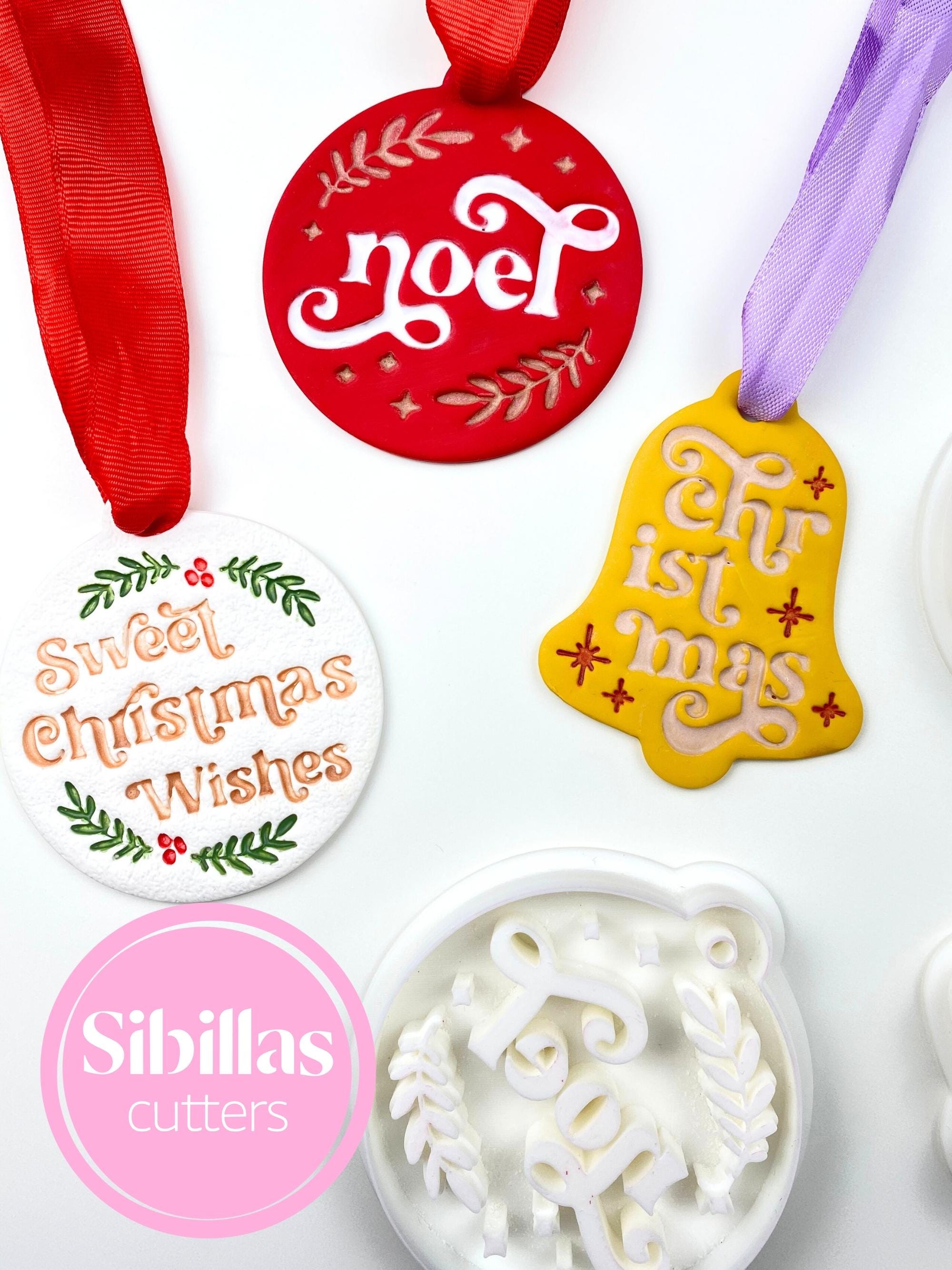 Christmas Ornament Clay Cutters | Bell Polymer Clay Cutters | Winter Ceramic Stamps | Holiday Pottery Tools for Clay and Ceramics