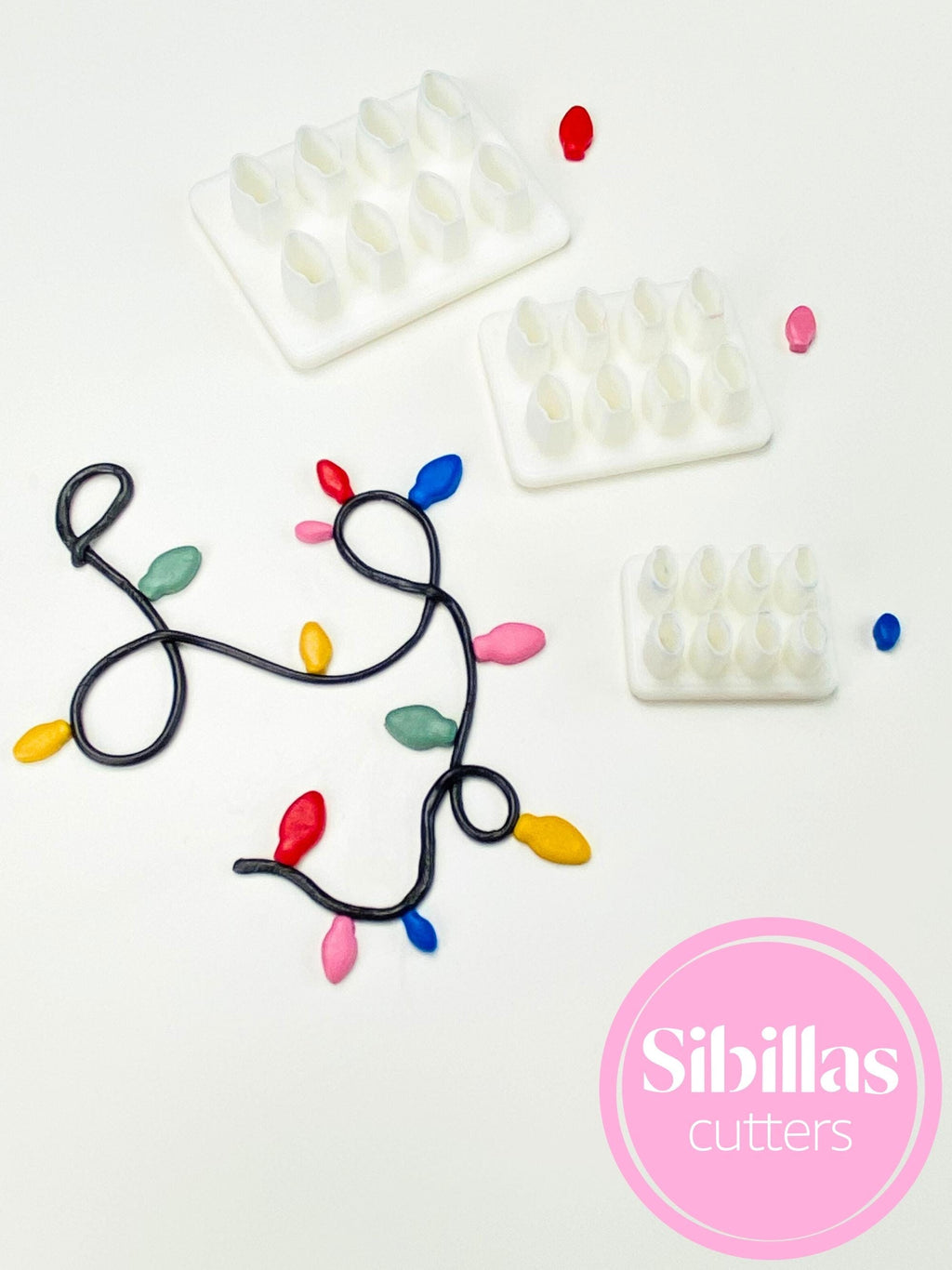 Christmas Lights Clay Cutters | Micro Cluster Lightbulb Polymer Clay Cutters | Mini Christmas Stud Earring Cutters | Holiday Clay Tools