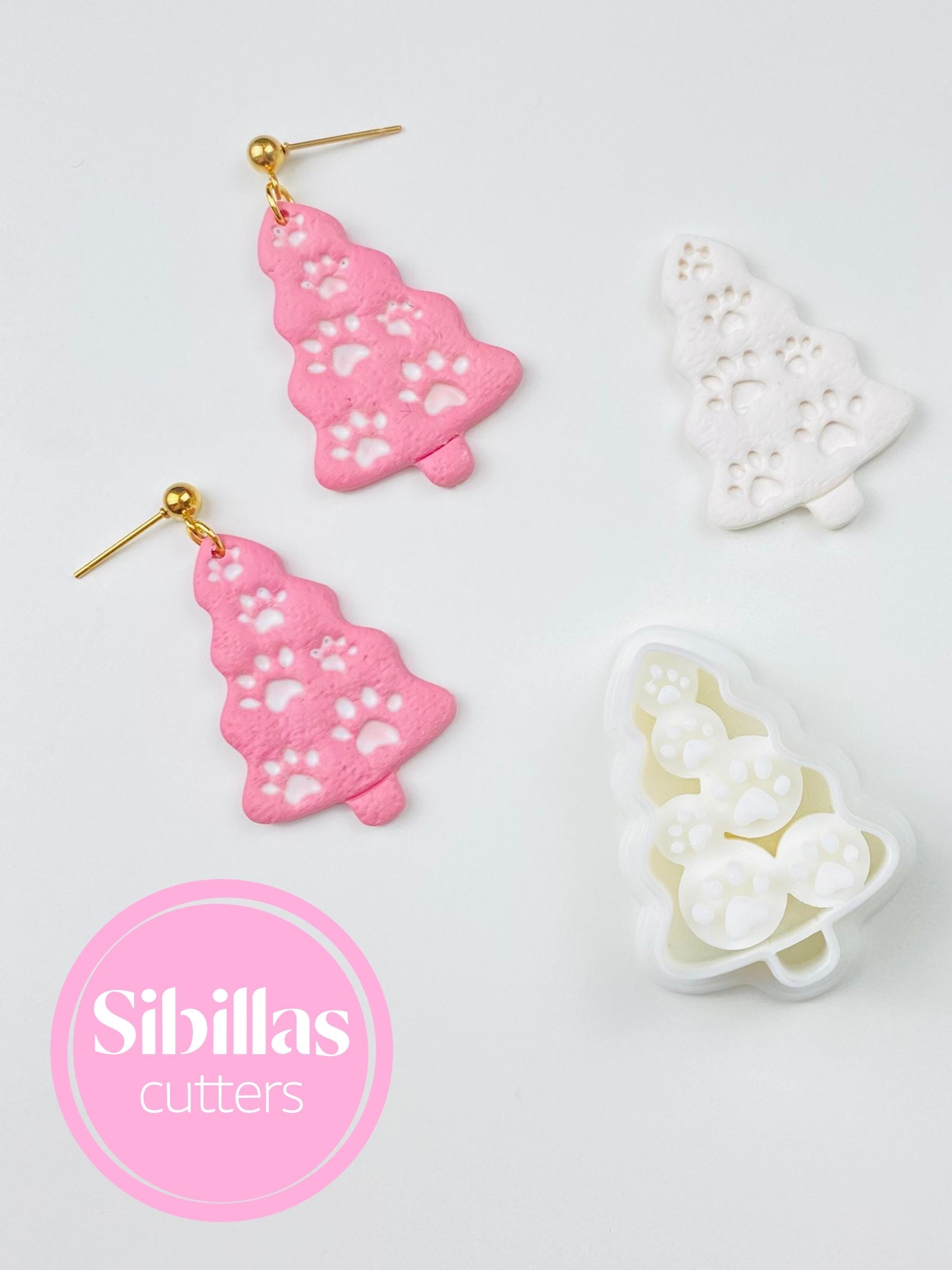 Christmas Tree Paw Clay Cutter – Dog & Cat Lover Earring Tool – Pet Lover Jewellery Making Supply – Holiday Tree Cut-Out Mold