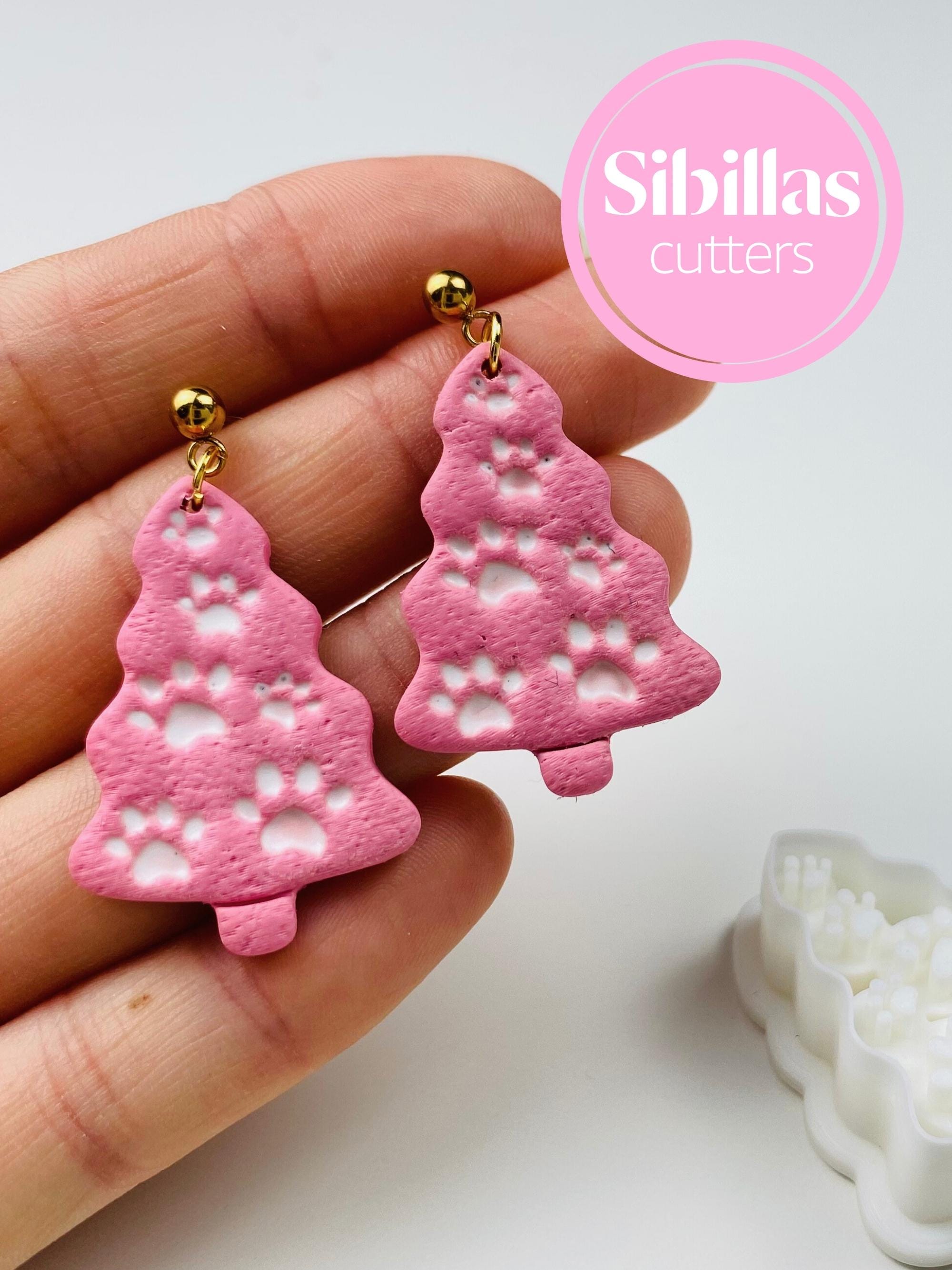 Christmas Tree Paw Clay Cutter – Dog & Cat Lover Earring Tool – Pet Lover Jewellery Making Supply – Holiday Tree Cut-Out Mold