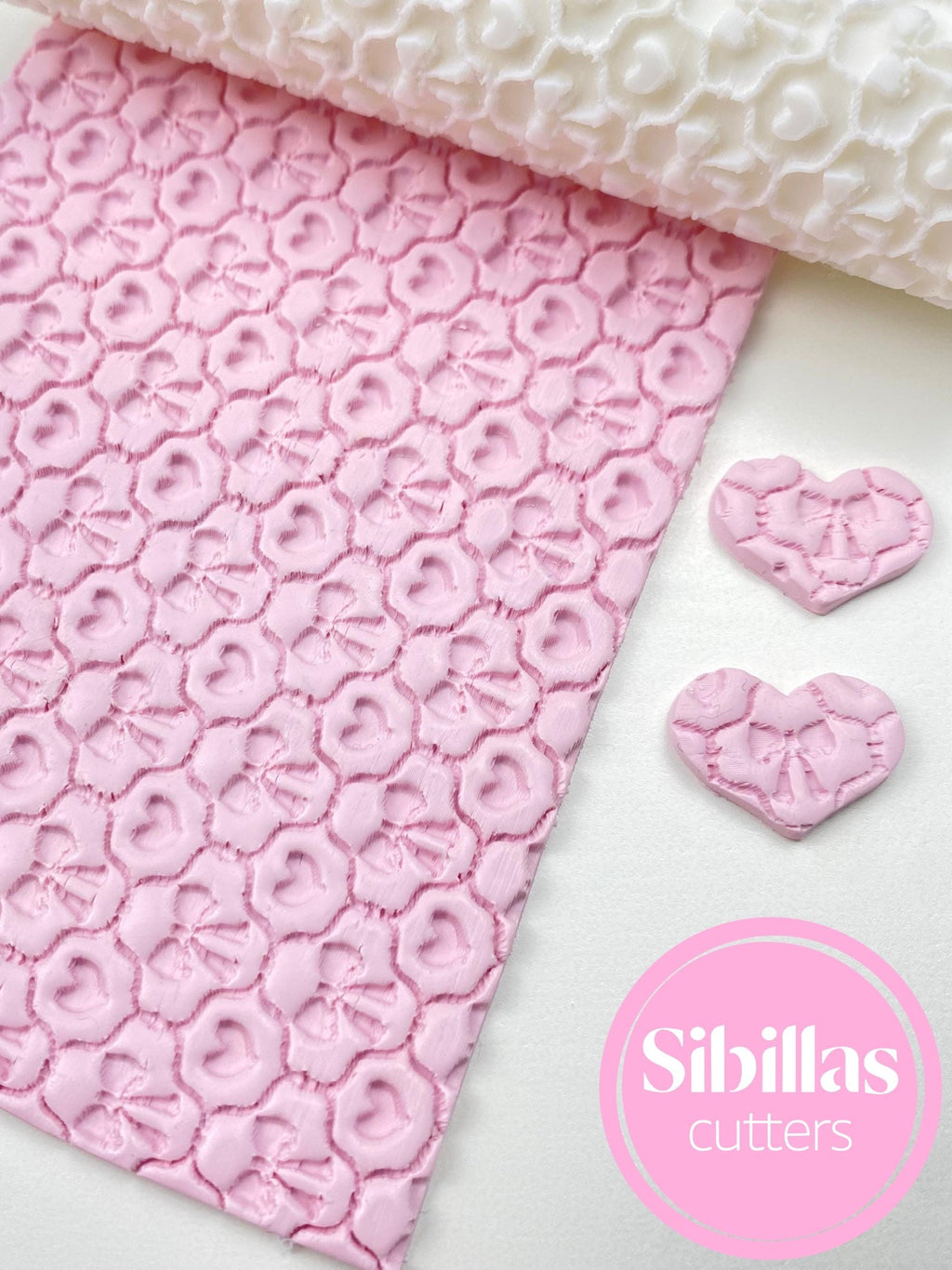 Valentine’s Day Polymer Clay Texture Roller | Hearts Bows Pottery Roller | Embossed Clay Roller for Ceramics & Pottery Tools