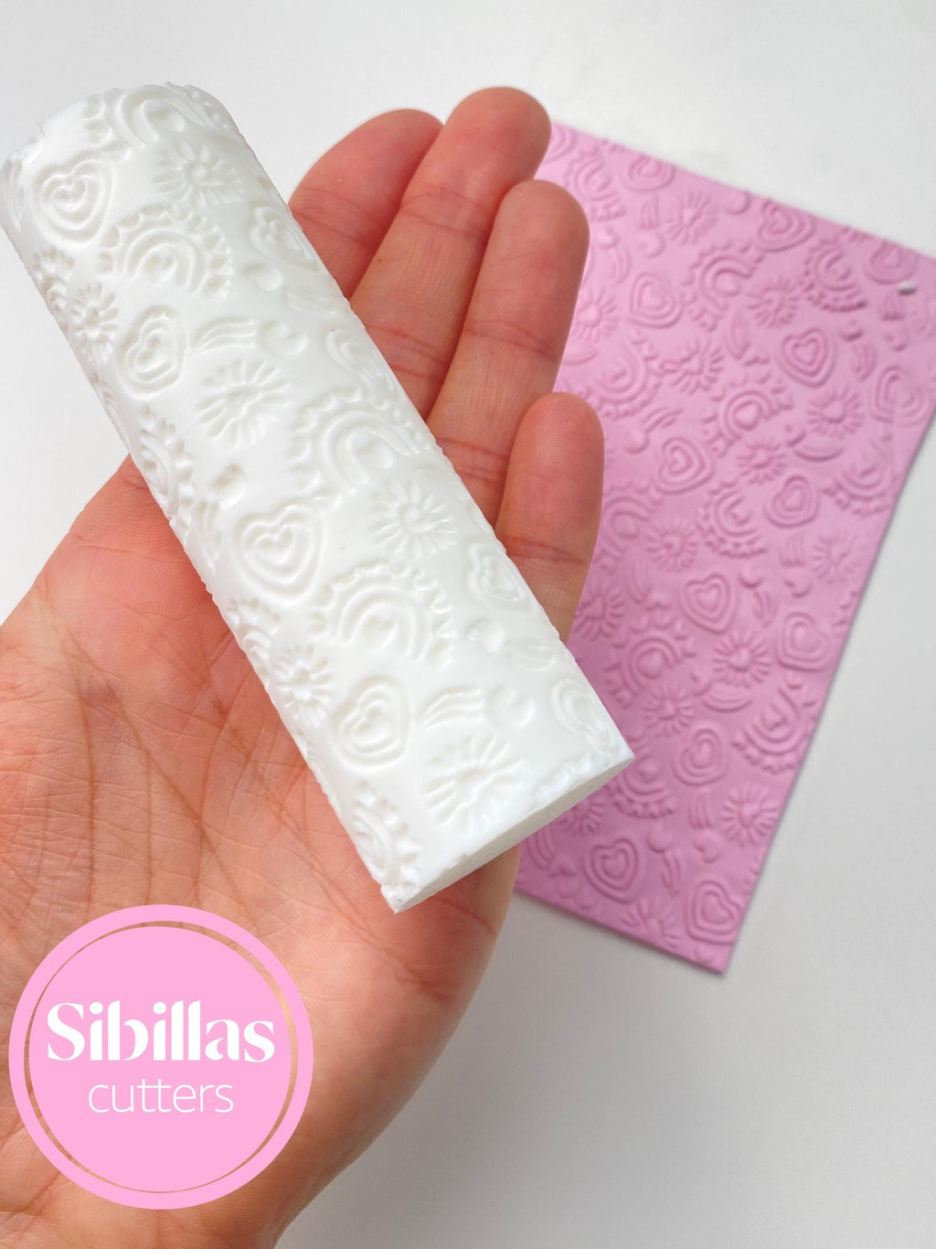 Heart Clay Texture Roller, Cute Valentine's Day pottery stamps, Boho ceramic hands roller for poymer clay DIY crafts